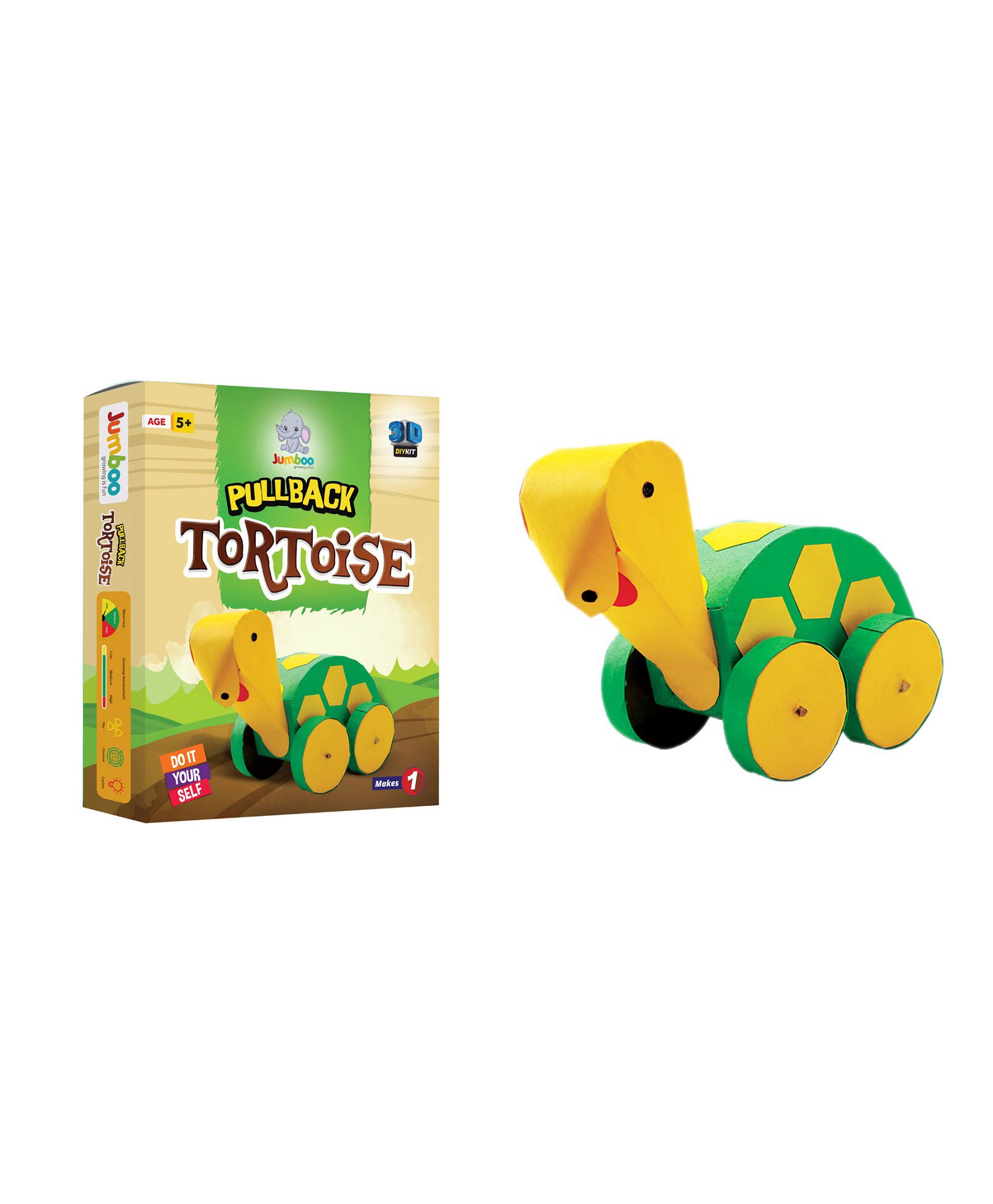 Jumboo 3D DIY Art And Craft Set Pull Back Tortoise Toy - Multi Color-image-12