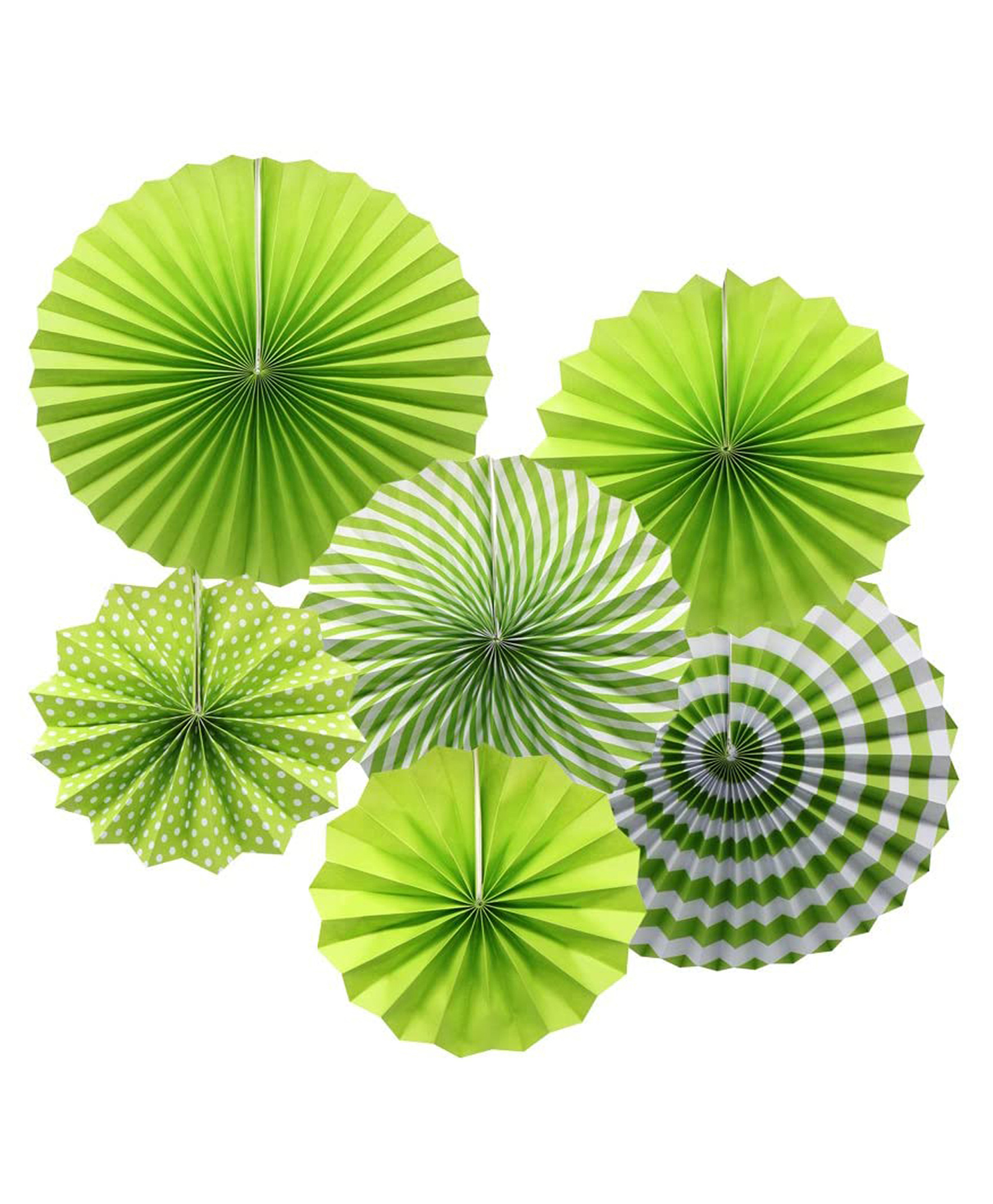 Johra Polka Dot Stripes Decoration Party Fans Green - Pack of 6-image-14