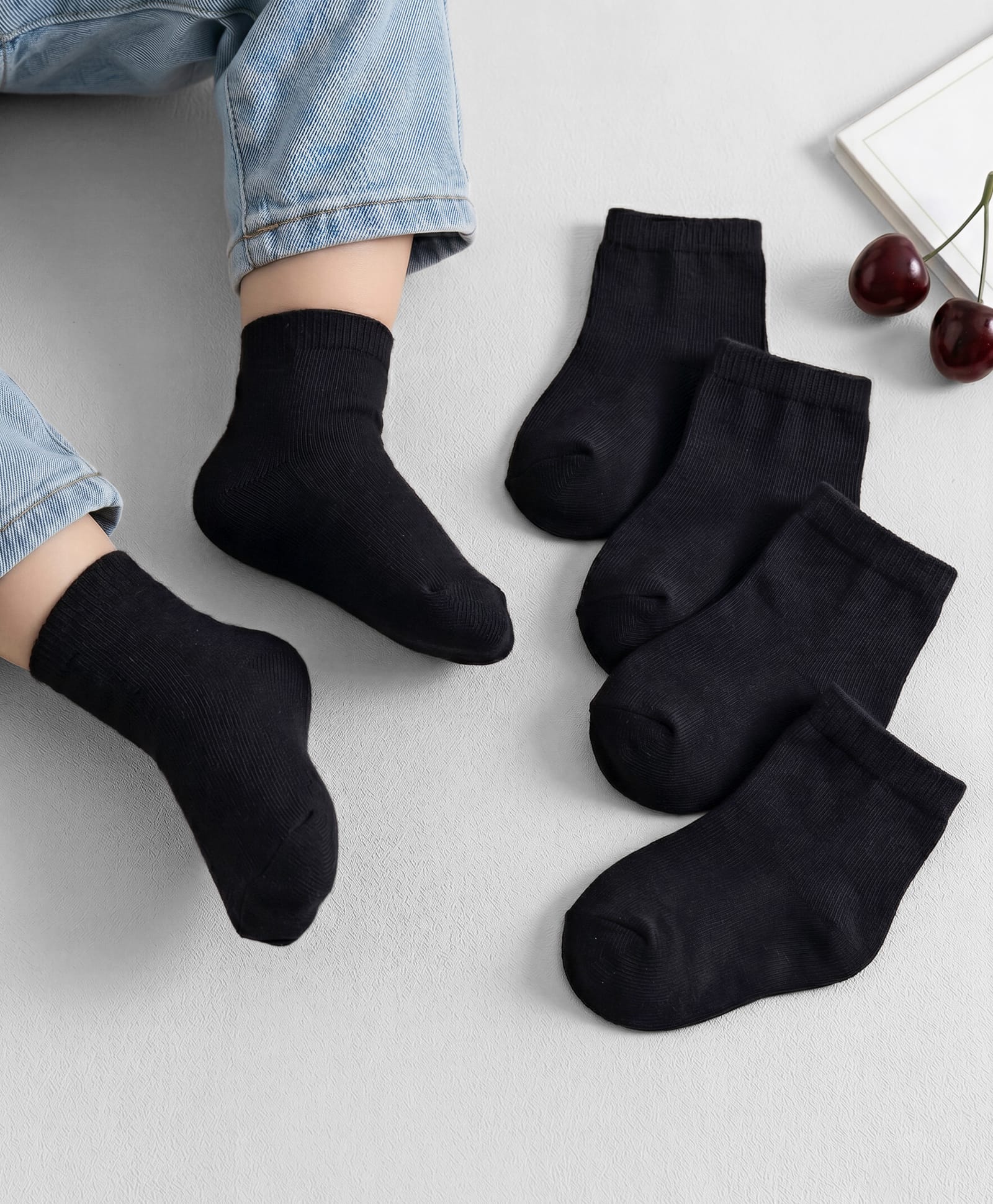Cutewalk by Babyhug Anti-Bacterial Ankle Length Socks Pack of 3 - Black-image-24