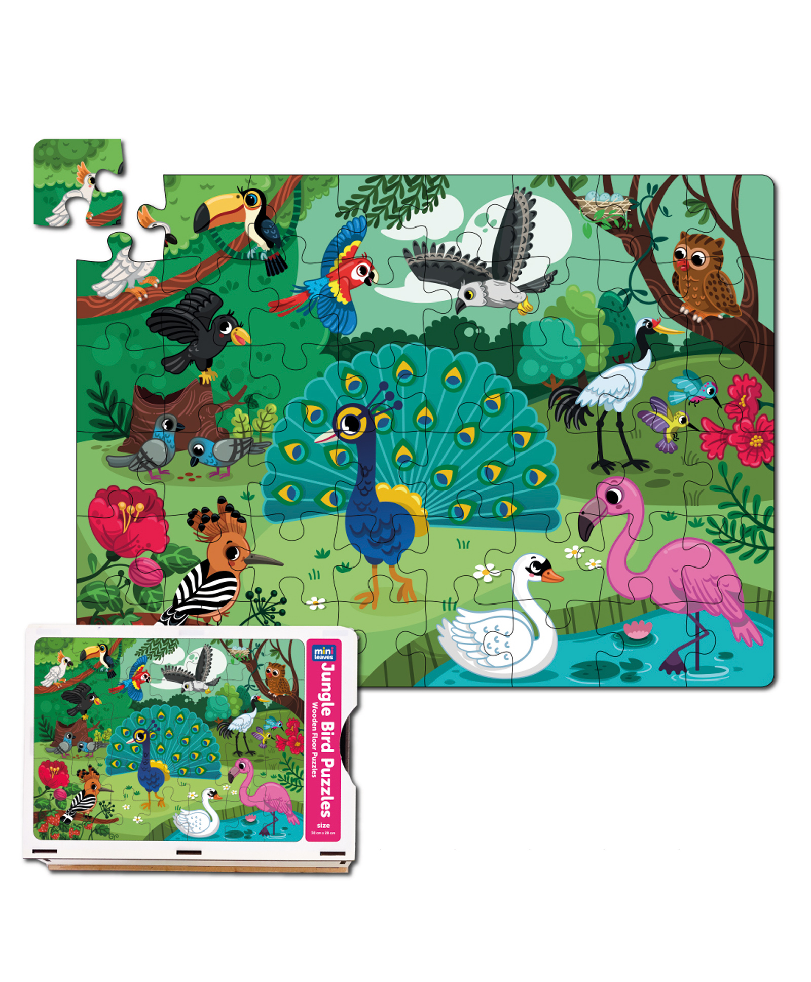 MiniLeaves Jungle Birds Wooden Jigsaw Puzzles - 48 Pieces-image-20