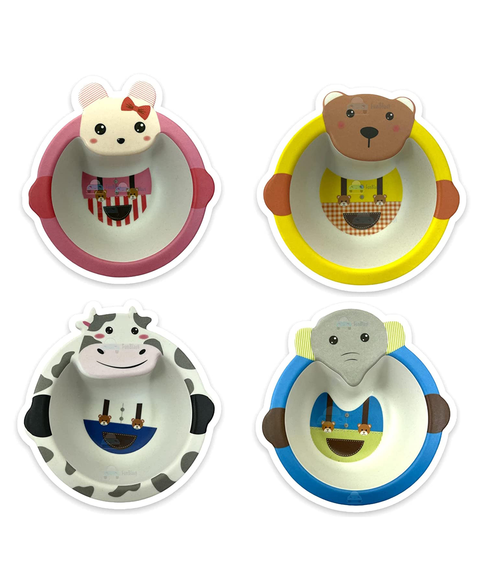FunBlast Bamboo Fibre Feeding Bowl Animal Print Pack of 4 - Multicolor-image-43