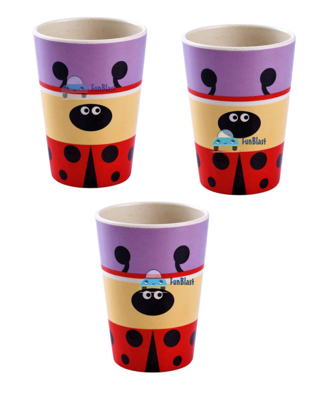 FunBlast Bug Design Bamboo Fibre Glass Multicolor Pack of 3  - 380 ml Each-picture-17