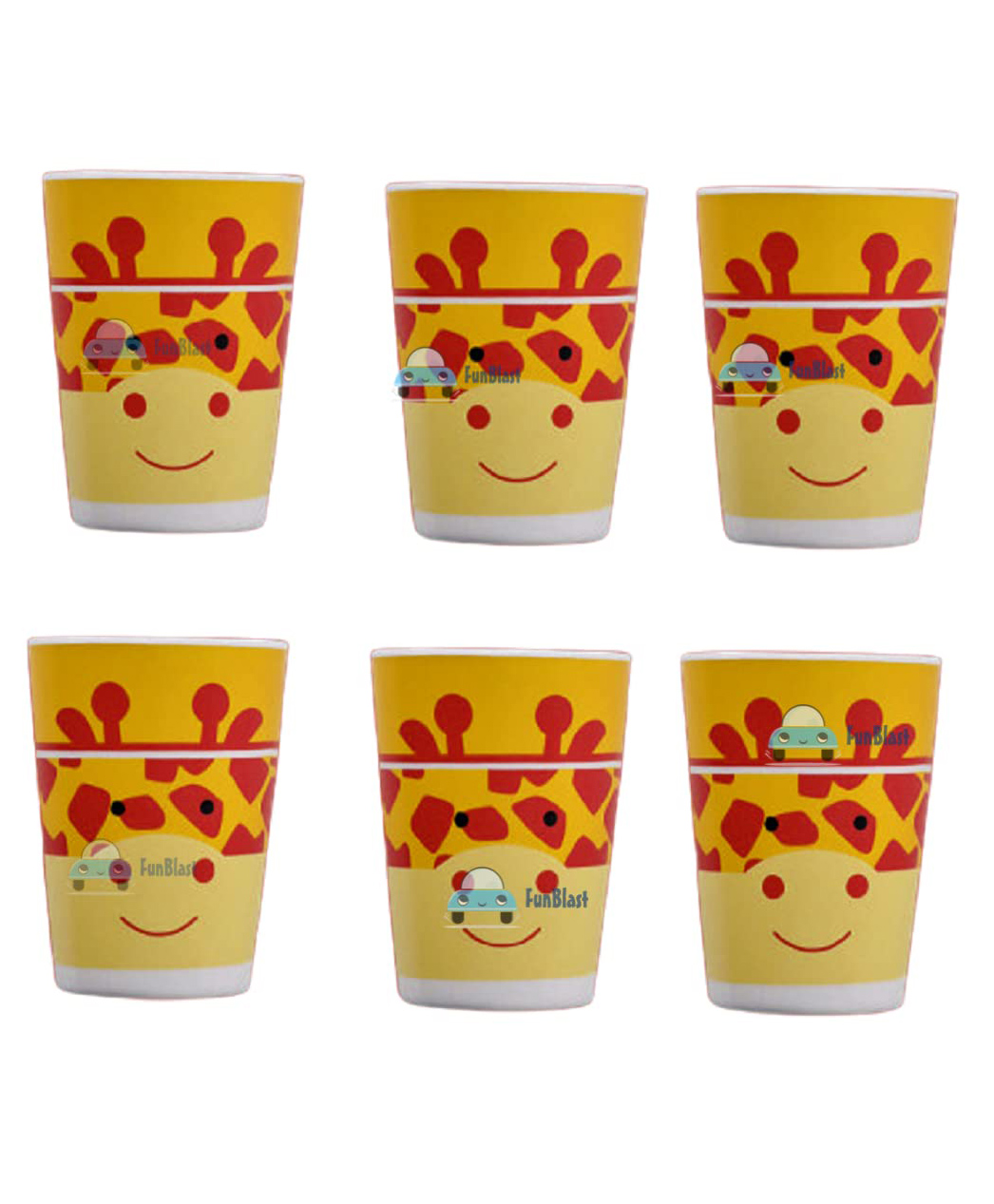 FunBlast Bamboo Fiber Glasses Giraffe Design Pack of 6 Multicolour - 380 ml Each-image-5
