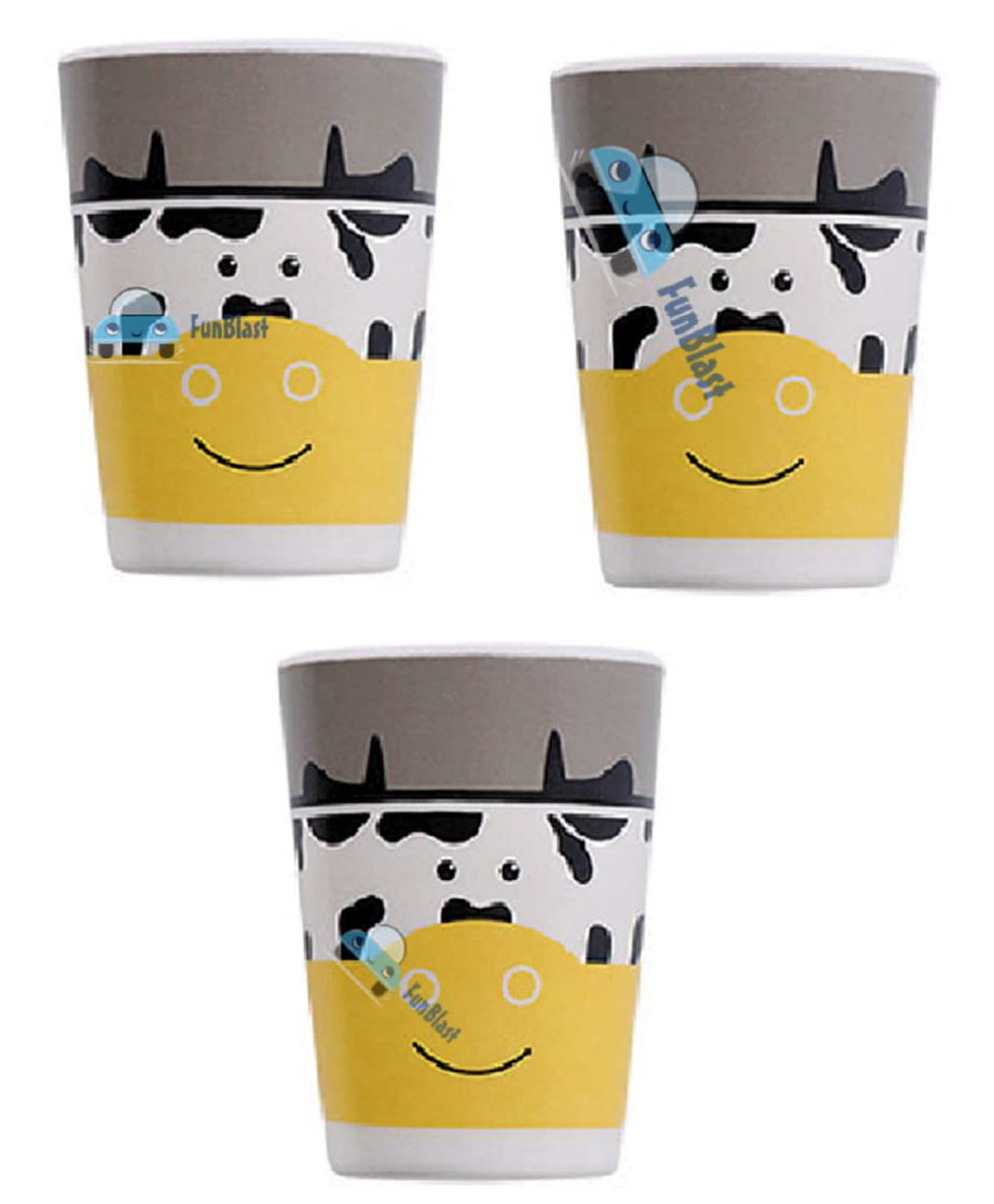 FunBlast Bamboo Fiber Glasses Puppy Design Pack of 3 Brown - 380 ml Each-image-34