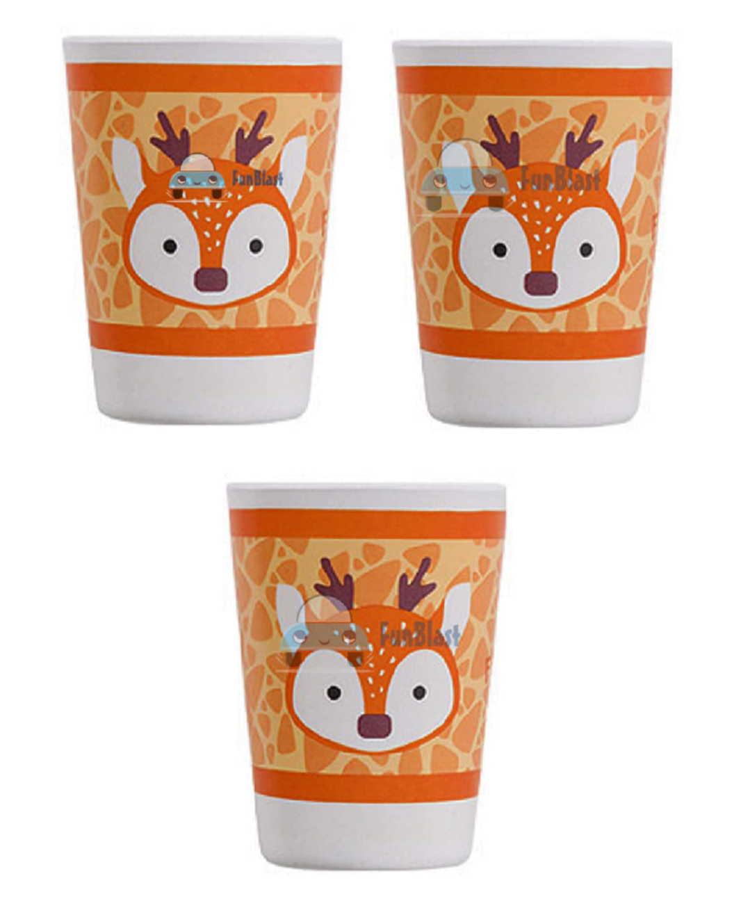 FunBlast Deer Design Bamboo Fiber Glasses Pack of 3 Multicolour - 380 ml each-image-29