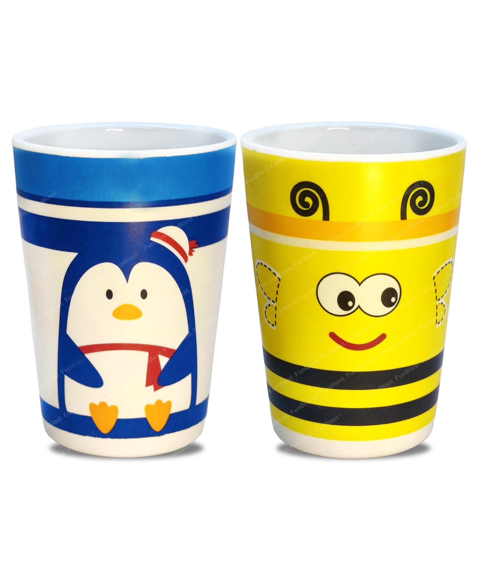 FunBlast Penguin Design Bamboo Fiber Glasses Pack of 2 Multicolour - 380 ml each-image-14