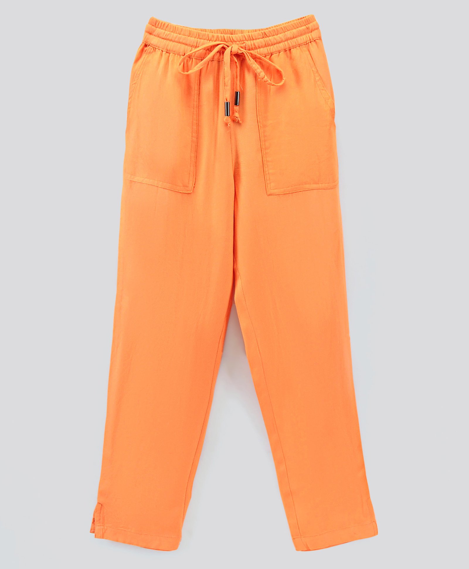 Pine Kids Woven Elasticated Waistband With A Drawcord & Softener Wash Solid Trousers - Orange-picture-19