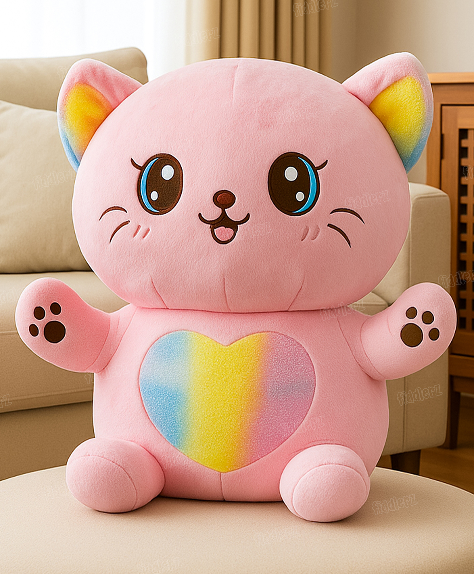 Fiddlerz Shiny Cat Soft Toy Multicolour - Height 50 cm-image-49