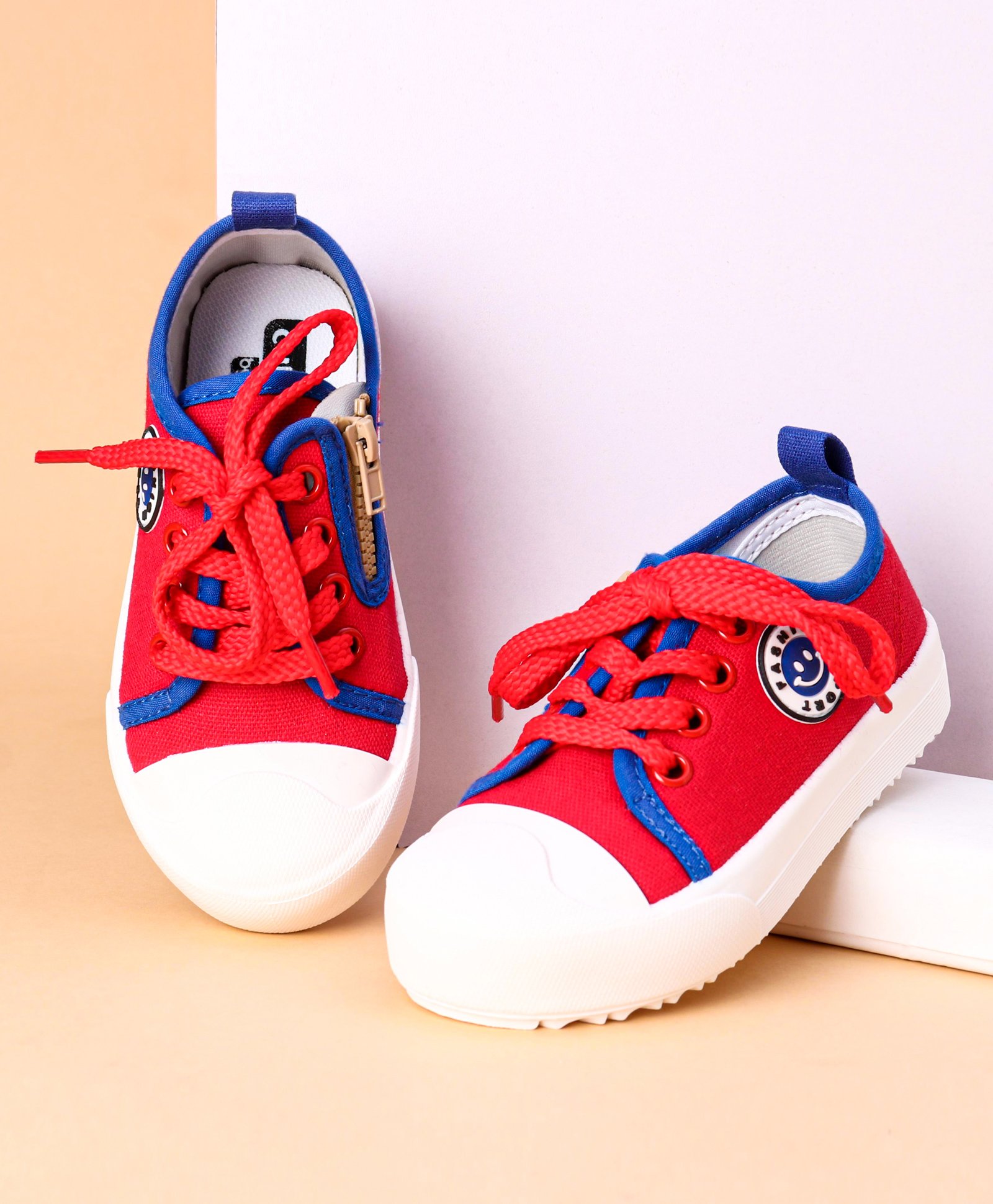 Cute Walk by Babyhug Lace Up Casual Shoes Smiley Applique - Red-picture-21