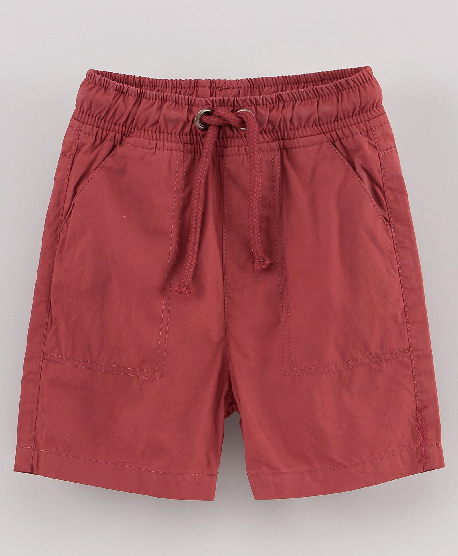 Cucumber Shorts with Drawstring Solid Color - Red-picture-12
