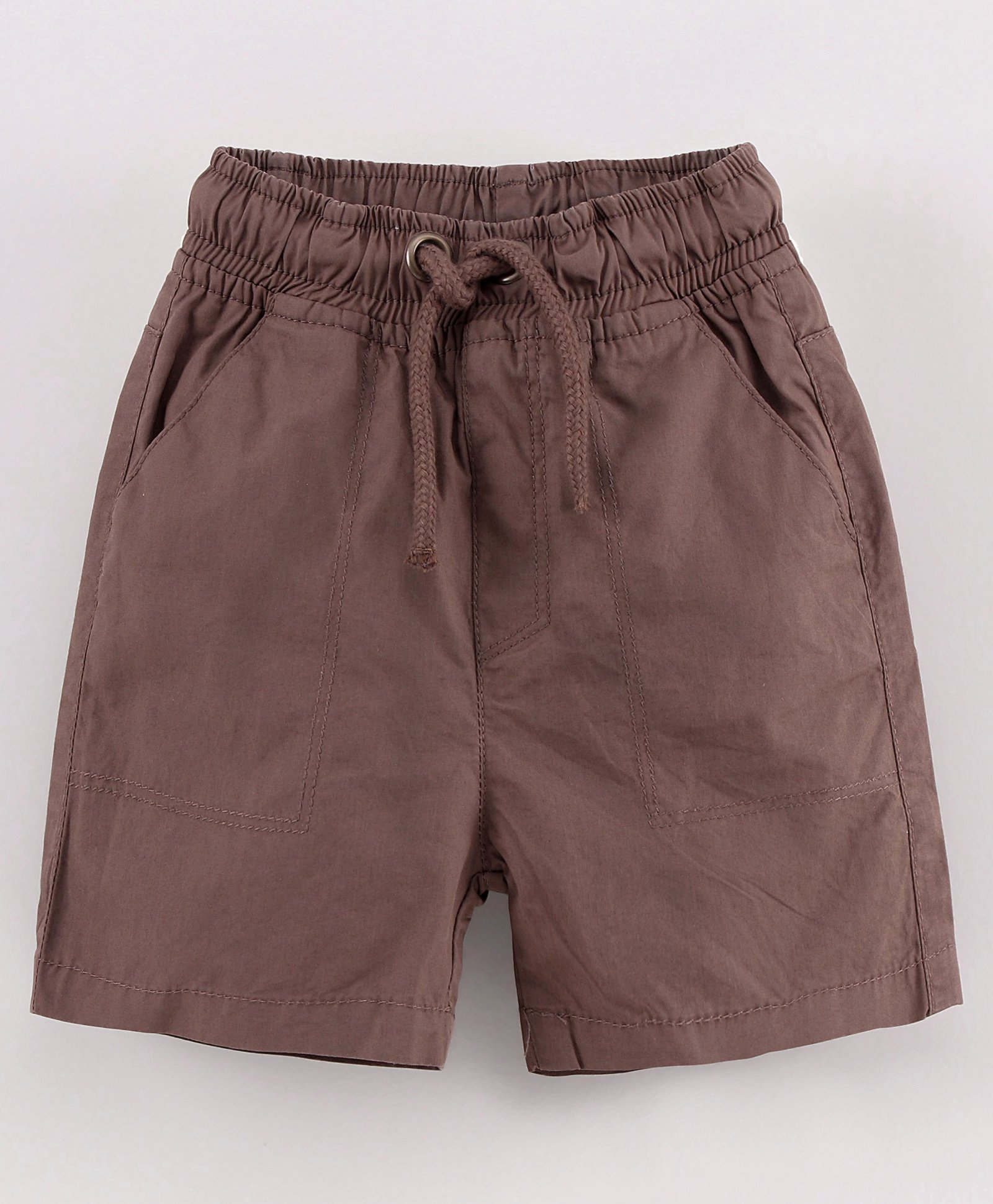 Cucumber Shorts with Drawstring Solid Color - Brown-picture-11