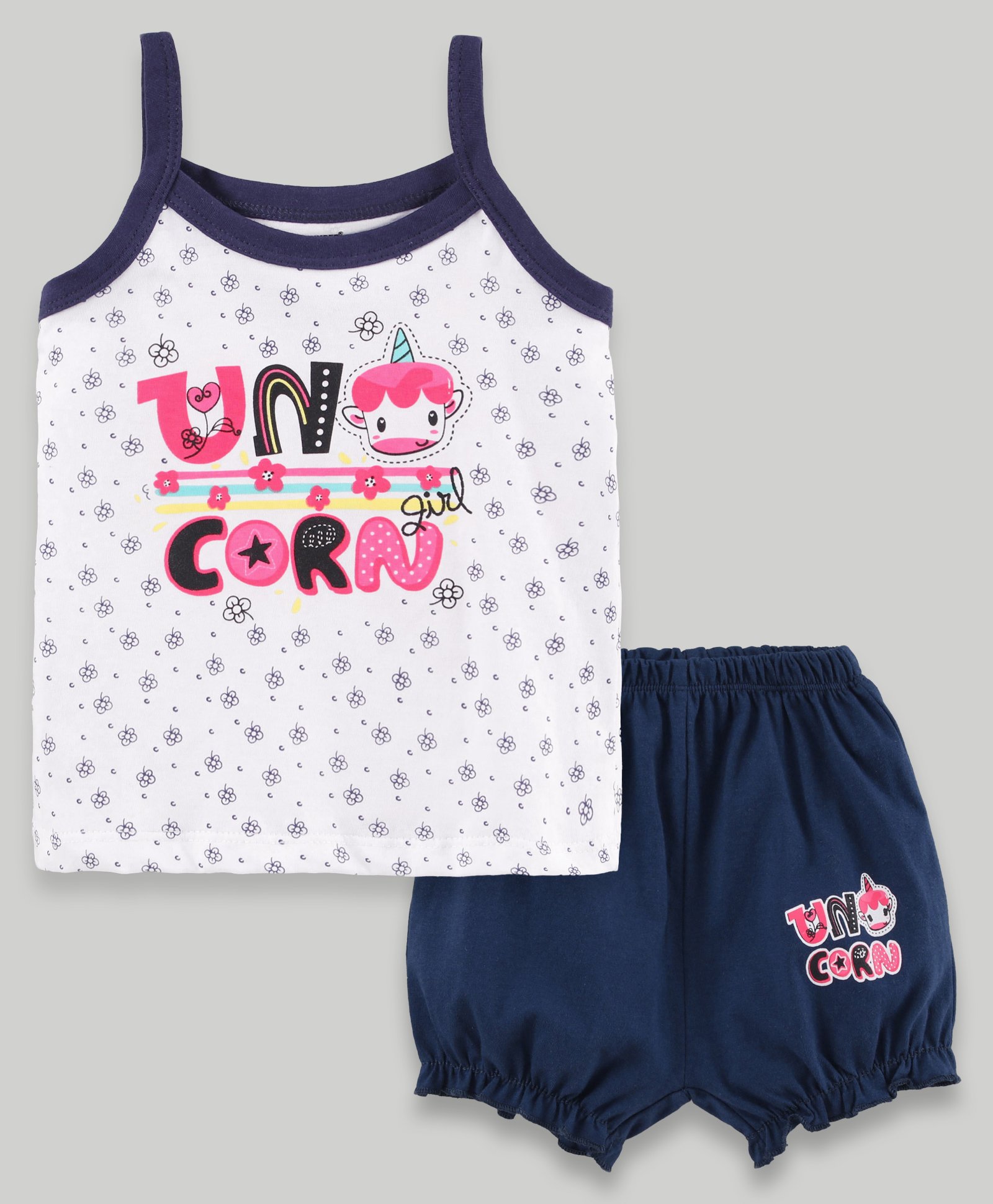 Cucumber Singlet Sleeves Inner Wear Sets - Navy Blue-image-3