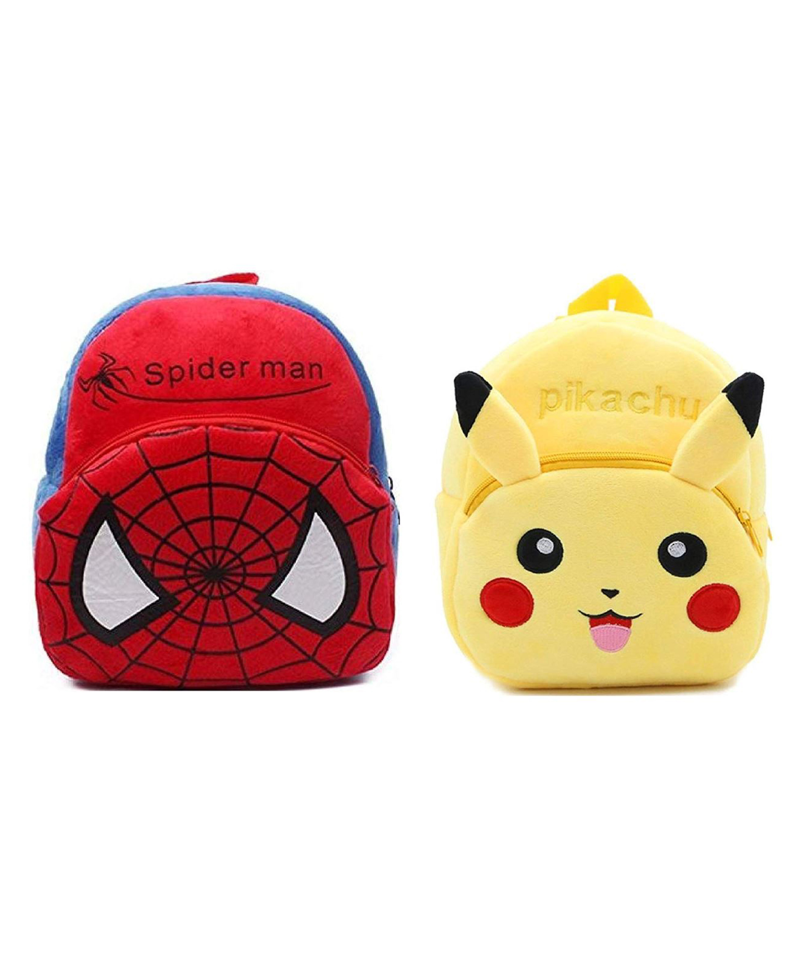 PROERA Spiderman & Pikachu Kids School Bag Soft Plush Cartoon Baby Bag Pack  of Multicolour - Height 15 Inches Online in India, Buy at Best Price from   - 10709065