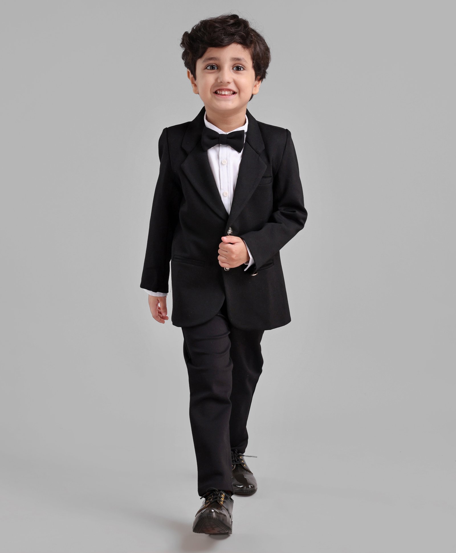 Babyhug Full Sleeves 3 Piece Party Suit - Black-image-36