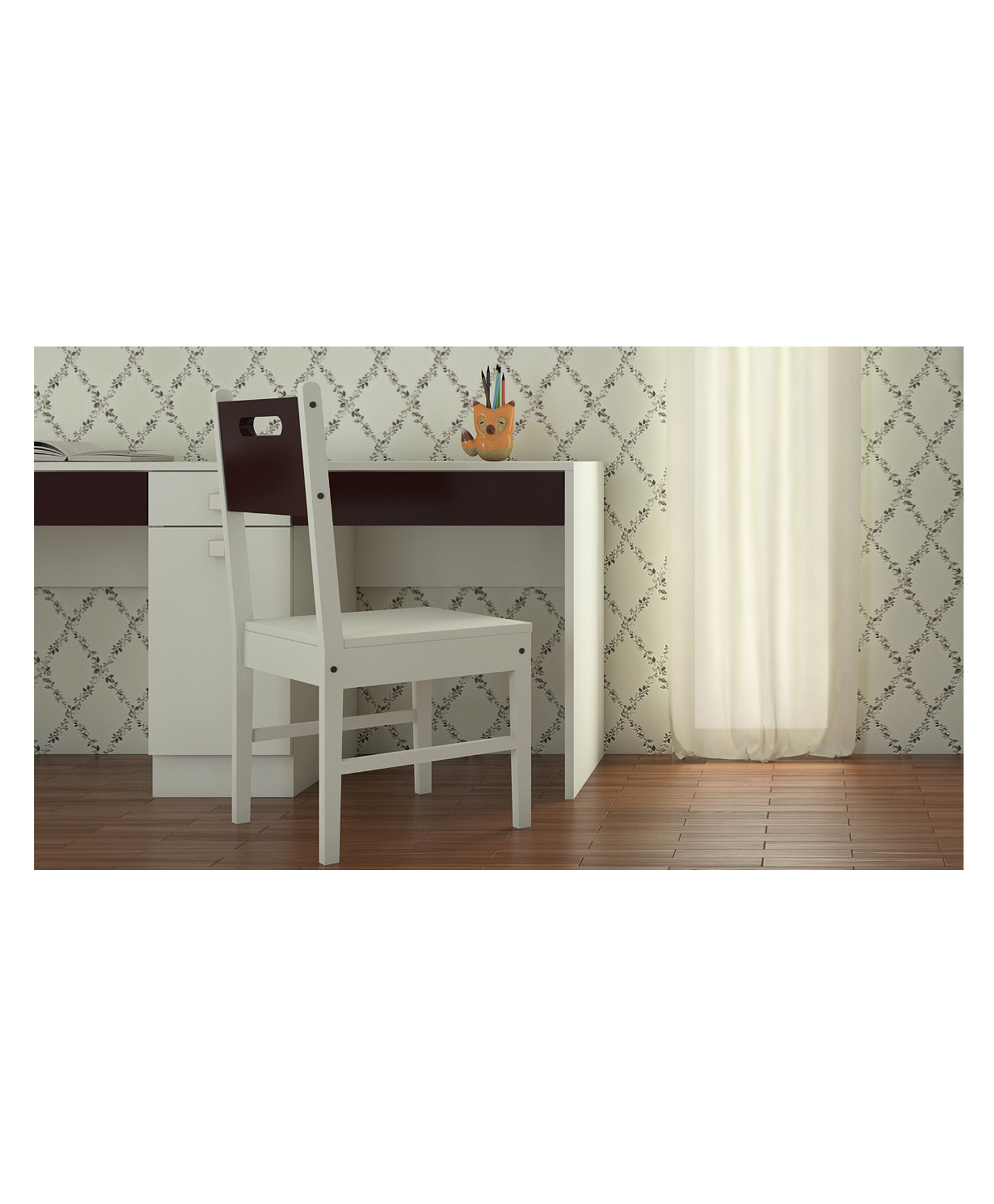 Adona Mystica Solid Teak Wood Study Chair - Brown White-image-7