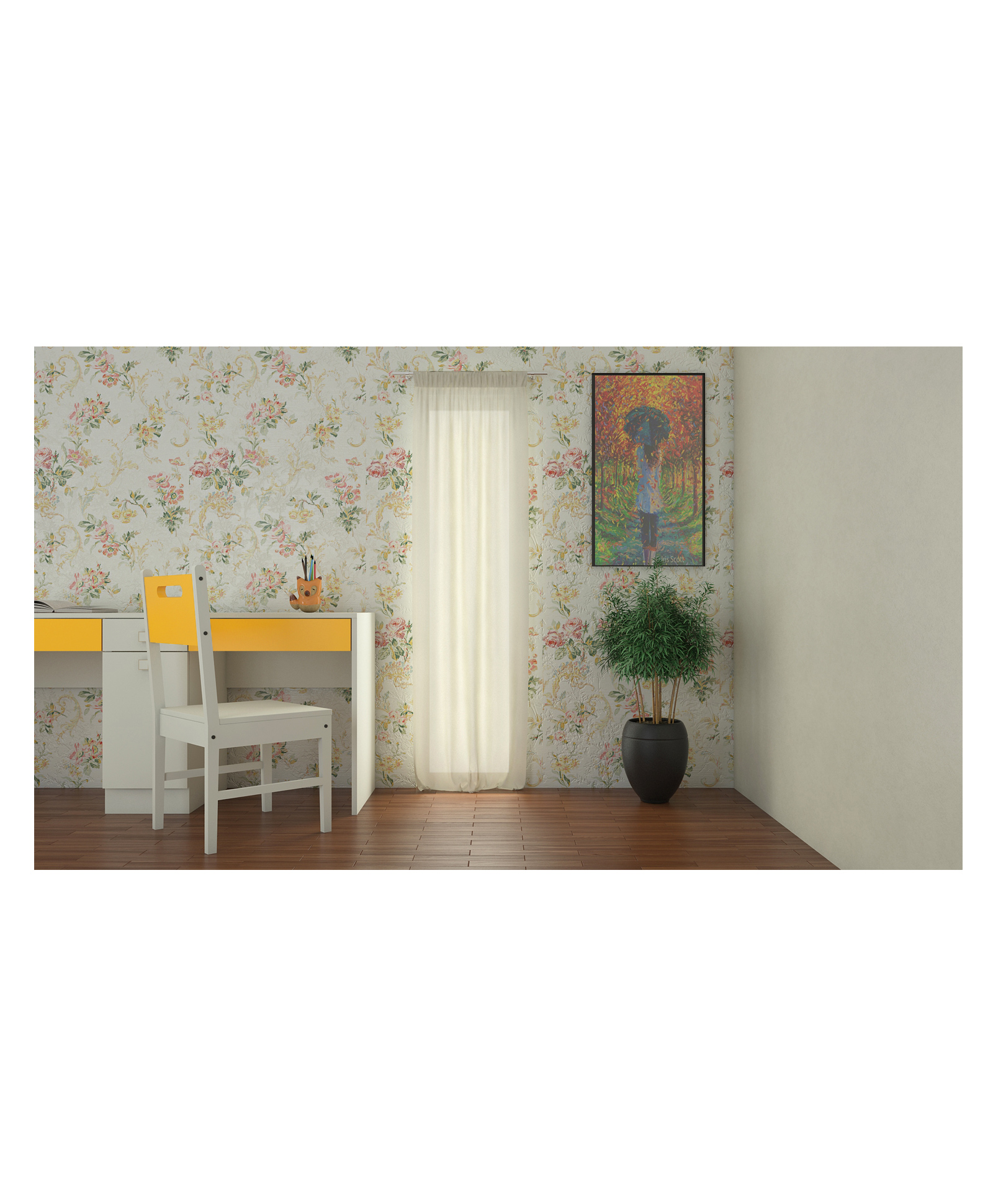 Adona Mystica Solid Teak Wood Study Chair - Yellow White-image-5