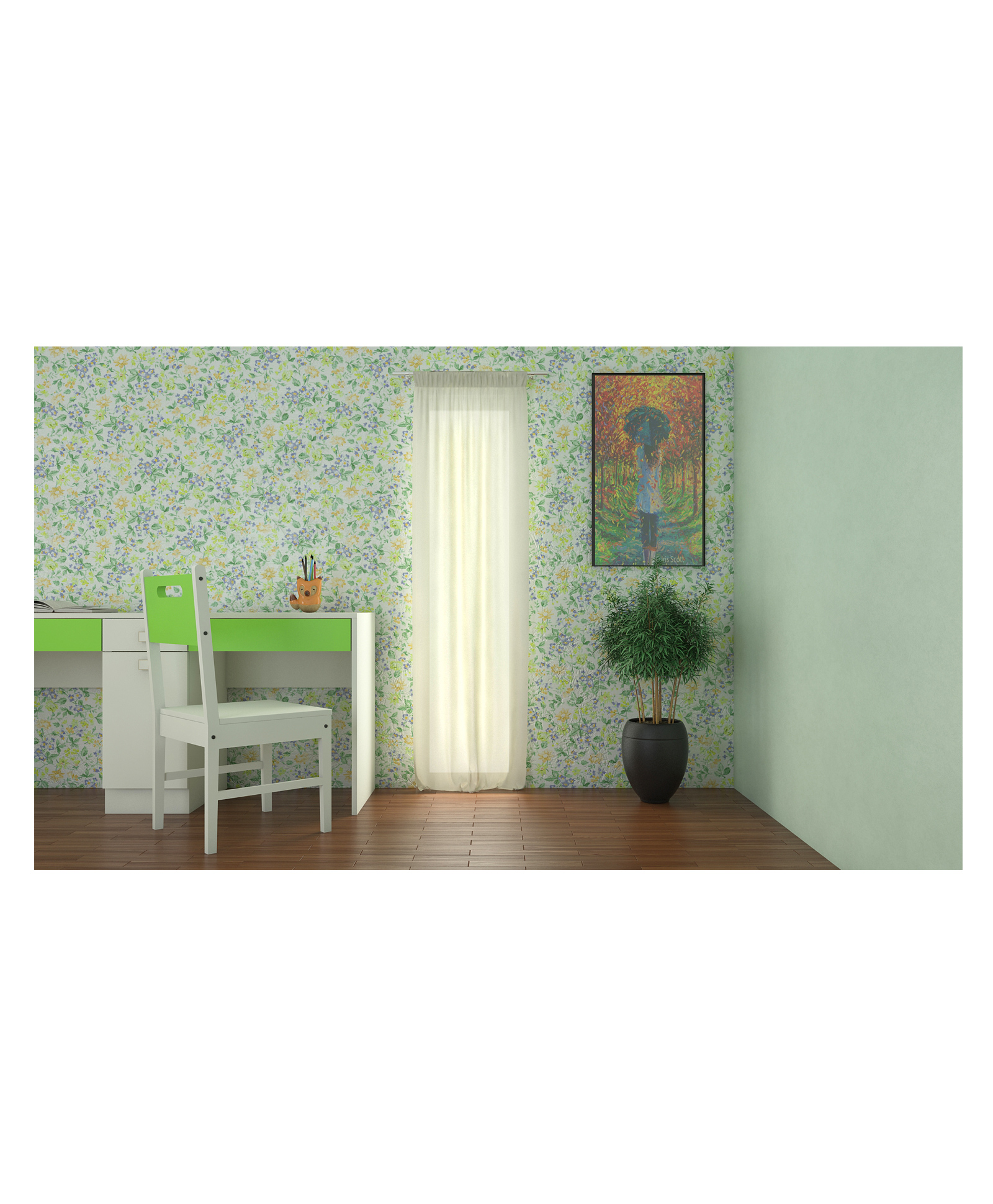 Adona Mystica Solid Teak Wood Study Chair - Green White-image-40