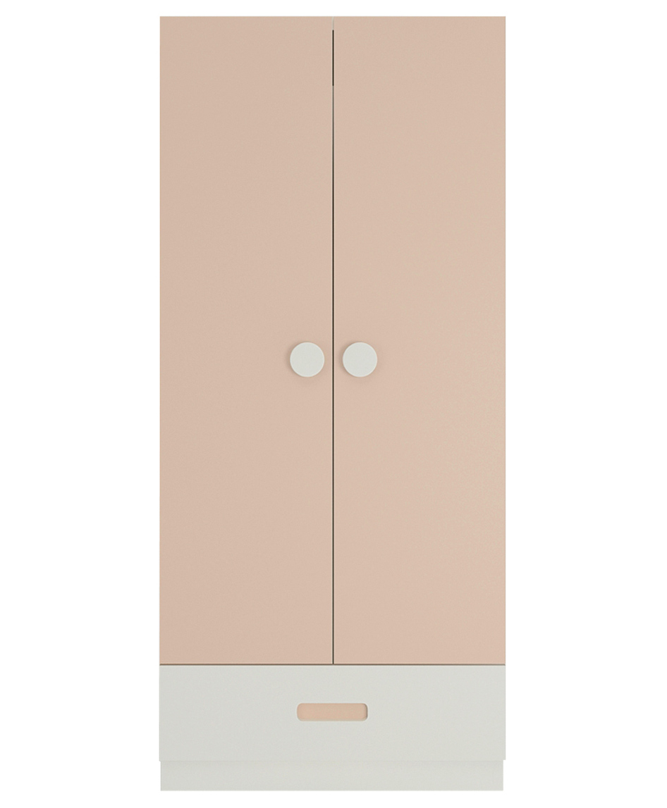 Adona Amelia 2 Door Wardrobe with Drawer and Round Knob Handles - Sandy Beige-image-7