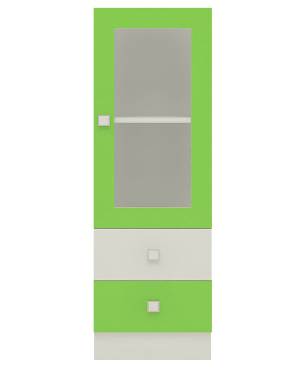 Adona Minerva Bookshelf-Cum-Storage Cabinet with Glass Shutter & 2 Drawers - Verdant Green-image-2