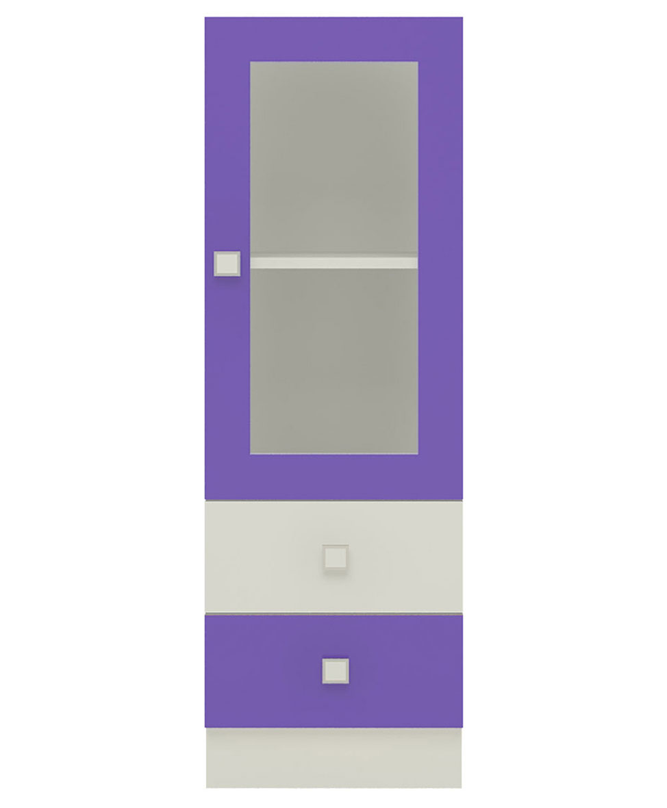 Adona Minerva Bookshelf-Cum-Storage Cabinet with Glass Shutter & 2 Drawers - Lavender Purple-image-39