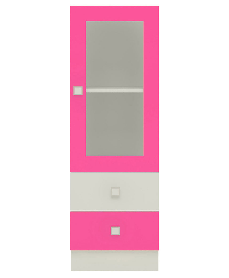 Adona Minerva Bookshelf-Cum-Storage Cabinet with Glass Shutter & 2 Drawers - Barbie Pink-image-44