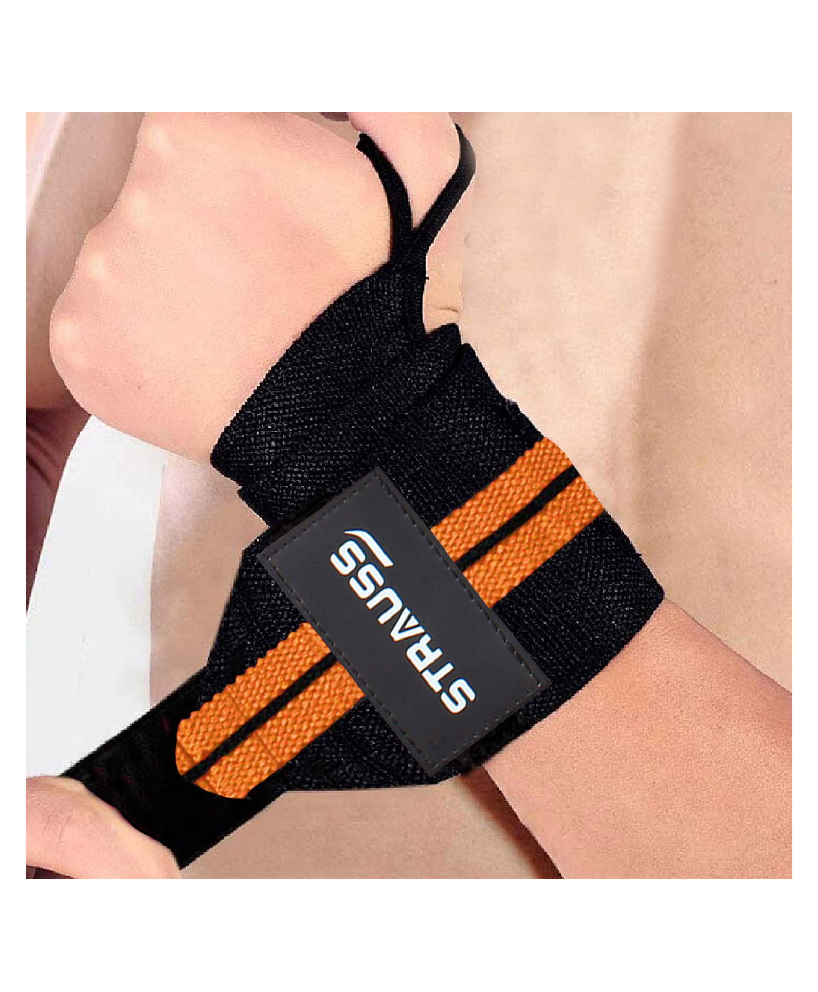 Strauss WL Cotton Wrist Support Pack of 2 - Black Orange-picture-24