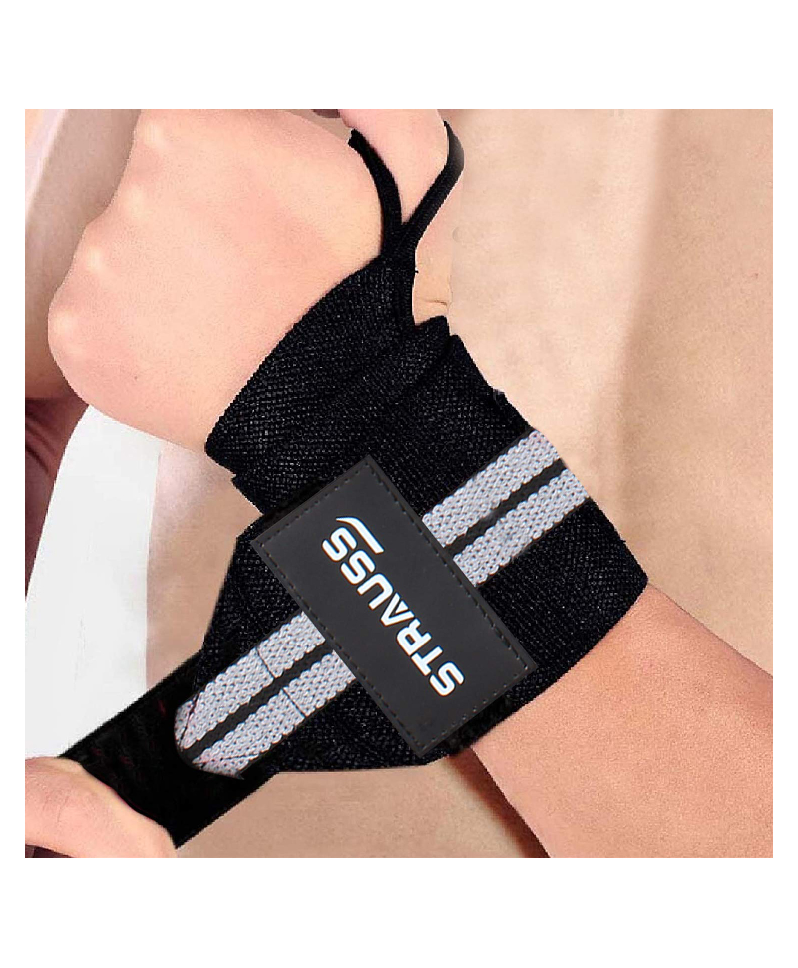 Strauss WL Cotton Wrist Support Pack of 2 - Black White-picture-30