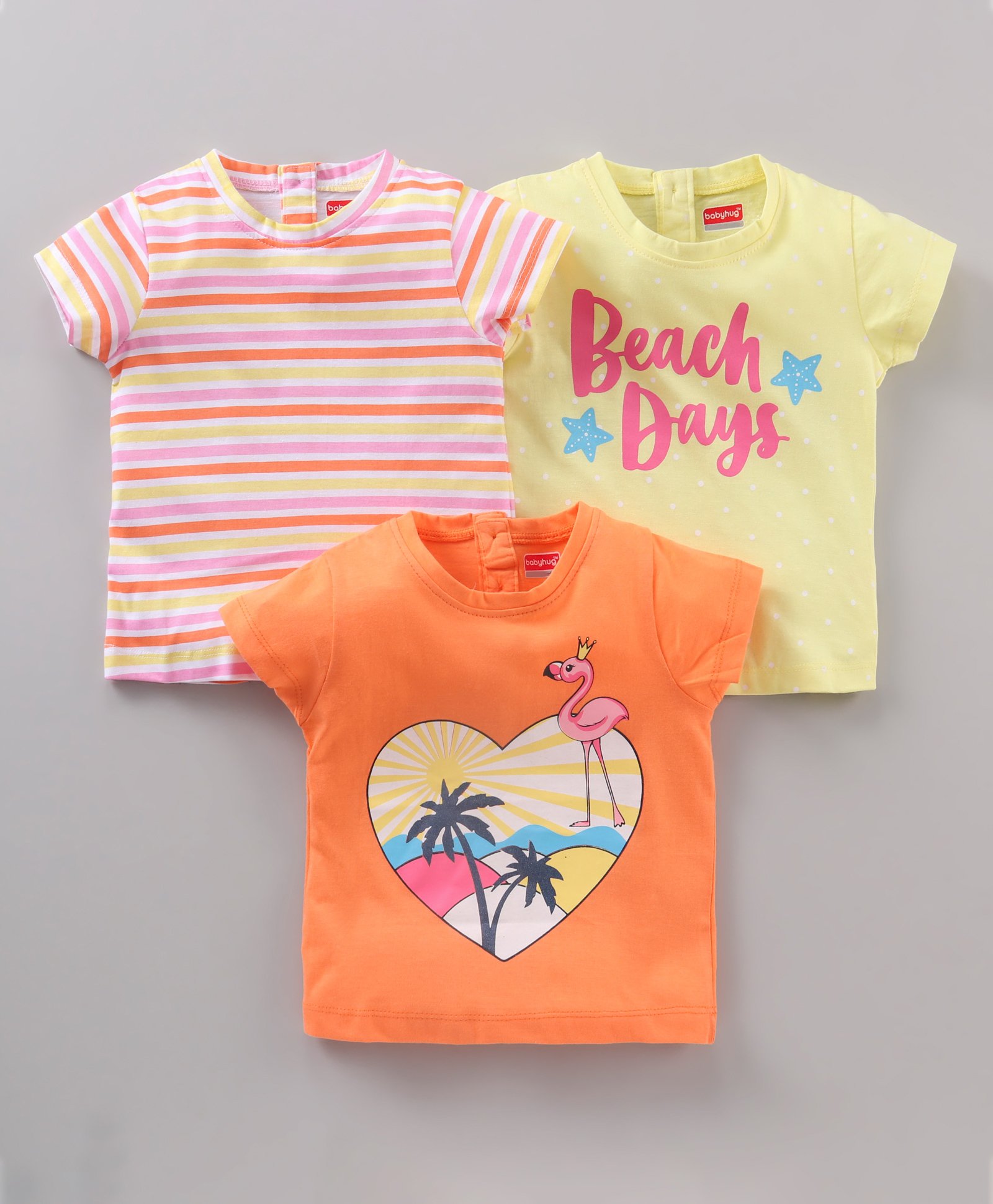 Babyhug Half Sleeves Tee With Graphics Pack Of 3 - Multicolour-image-23