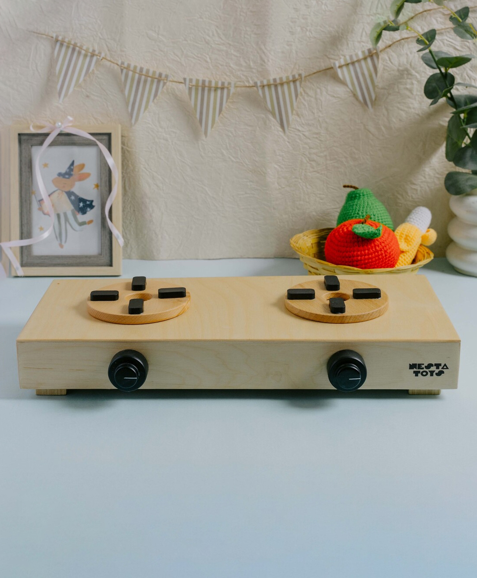 NESTA TOYS Ivory Wood Gas Stove Toy - Brown-picture-19