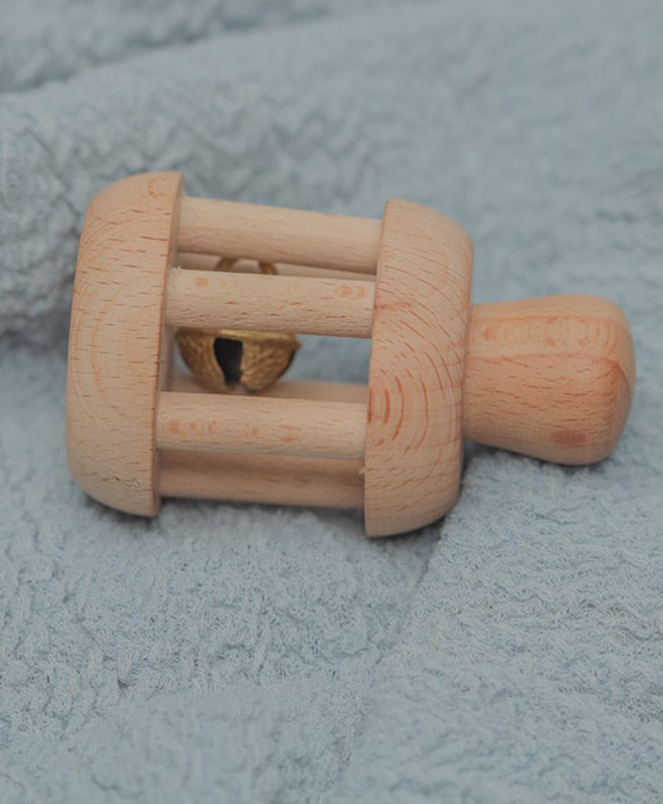 Ariro Neem Wood Bell Rattle - Brown-picture-14