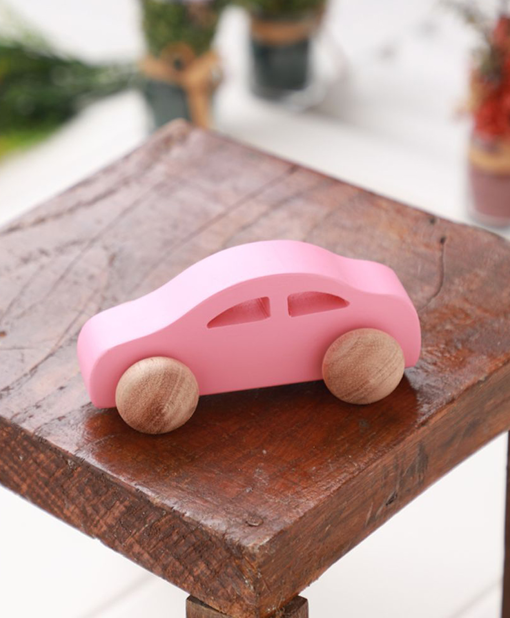 Ariro Free Wheel Ivory Wood Car Toy - Pink-picture-13