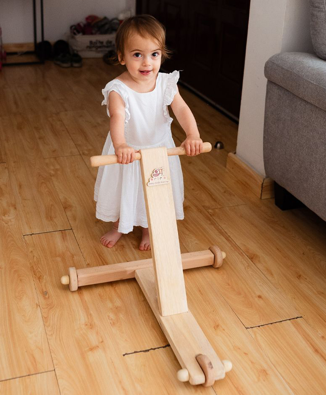 Ariro Traditional Push Wagon Toy - Brown