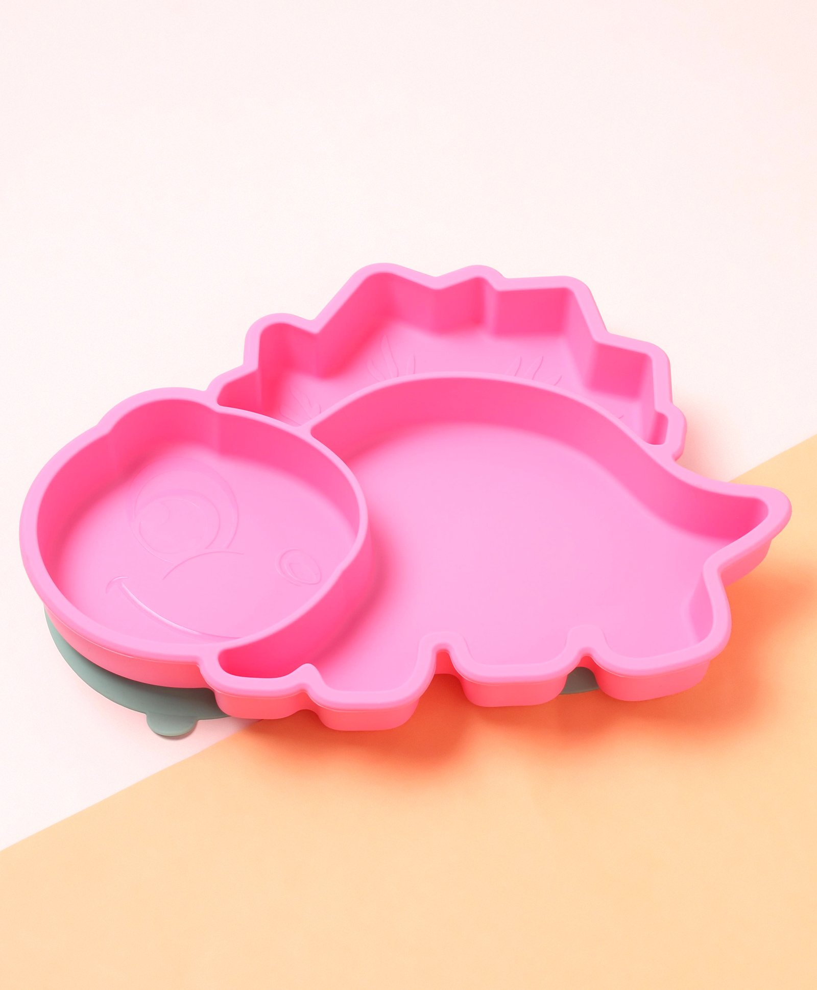 fab n funky Silicone Three  Compartmented Dinosaur Plate - Pink-picture-14
