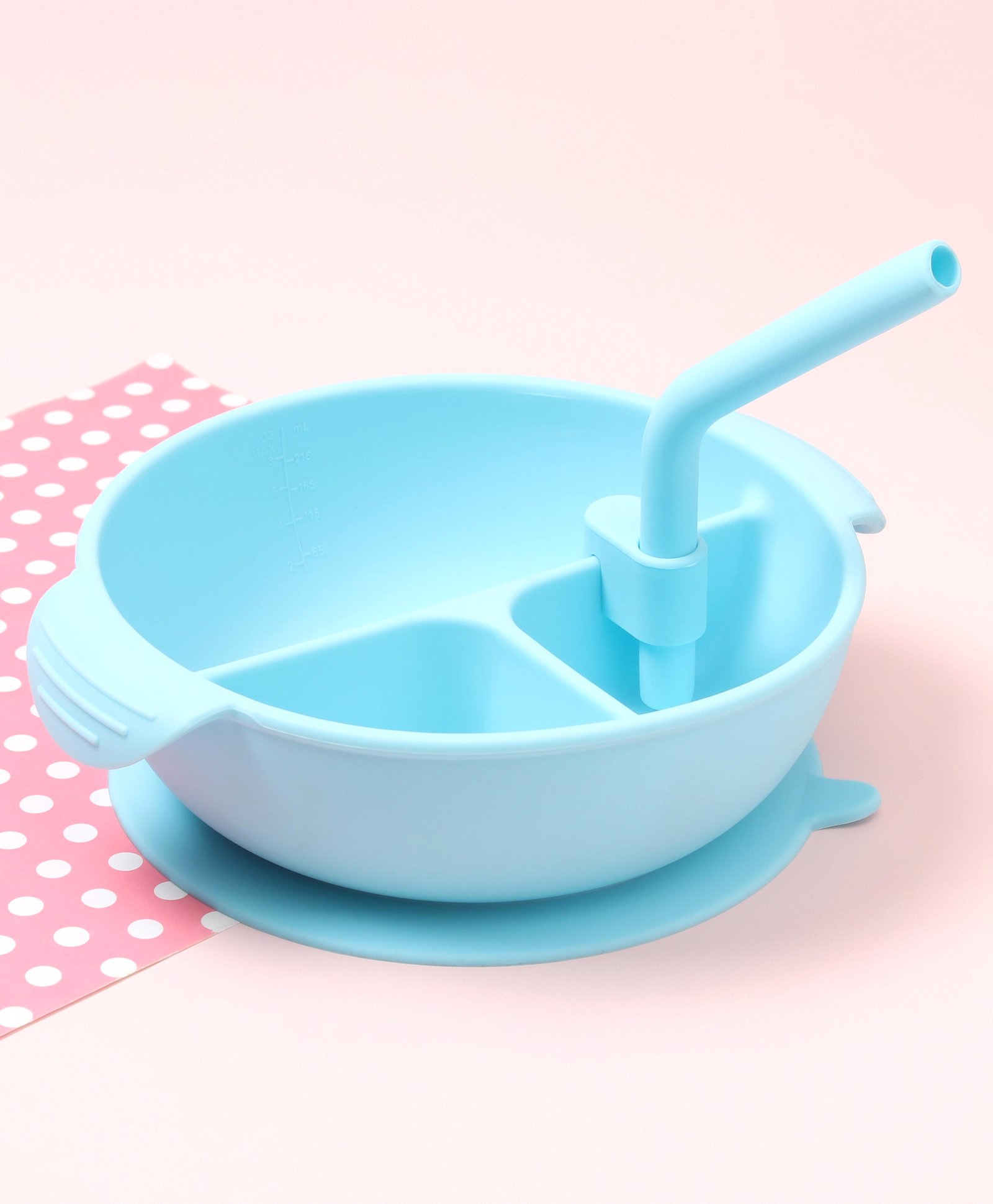 fab n funky Silicone Three Compartmented Bowl With Detachable Straw - Blue-picture-16