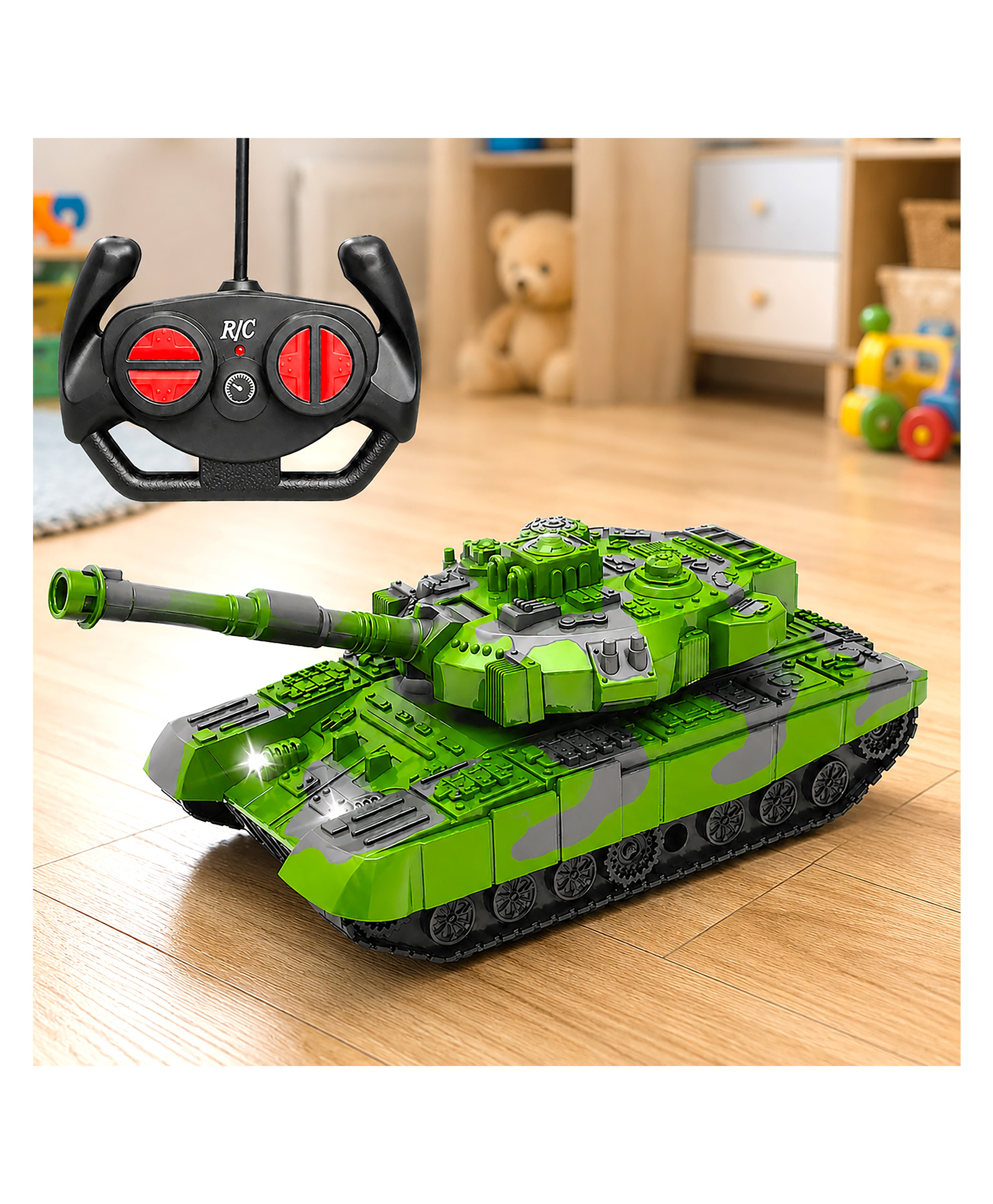 VGRASSP Remote Control Army Battle Tank With Light & Sound - Multicolour-picture-14
