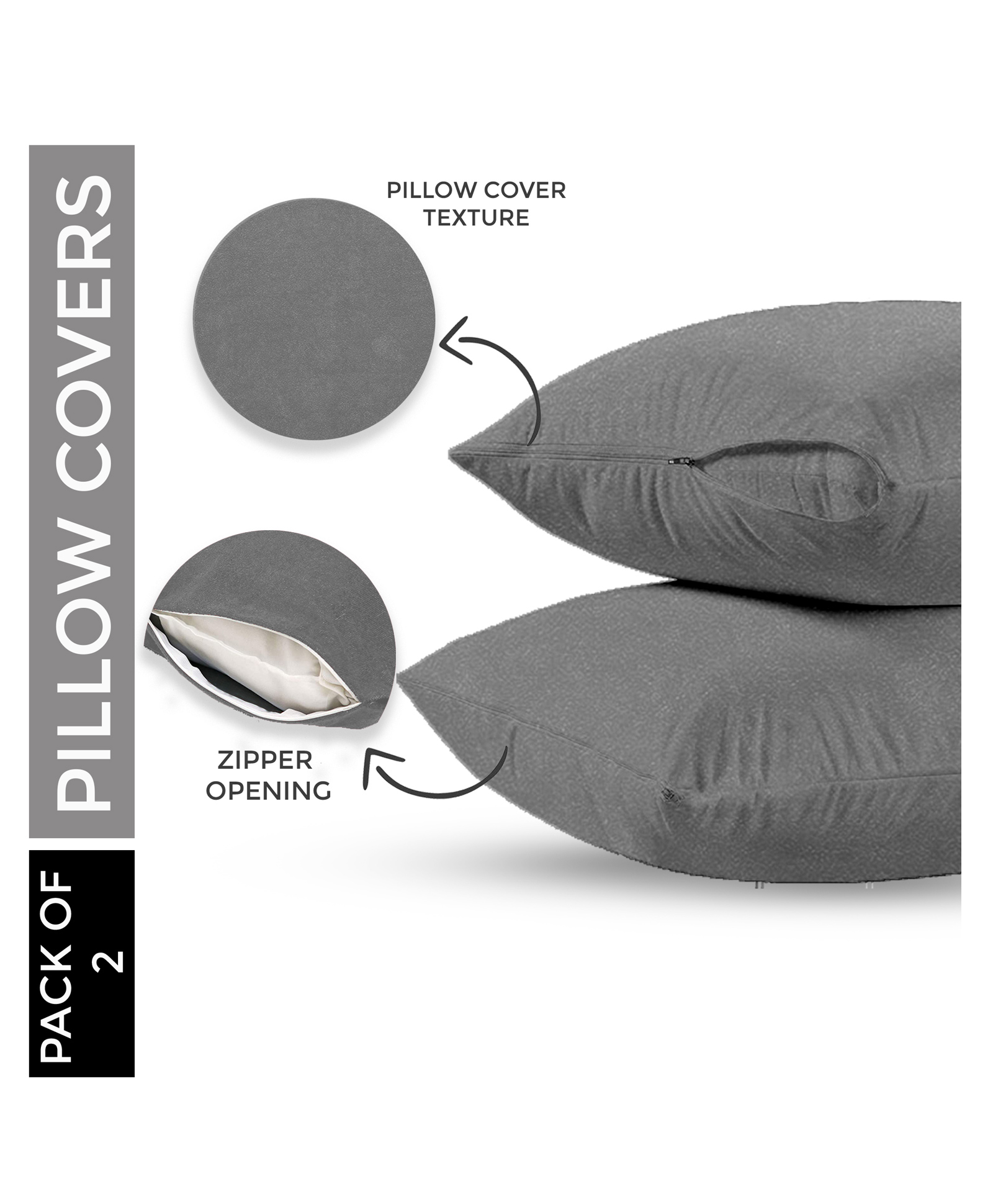 Mattress Protector Water Proof Washable Pillow Protection Covers Breathable Fabric With zipper Protect from Hair Oil and other spills 100% Cotton (28 x 18 inches) Pack Of 2 - (Grey)-picture-11