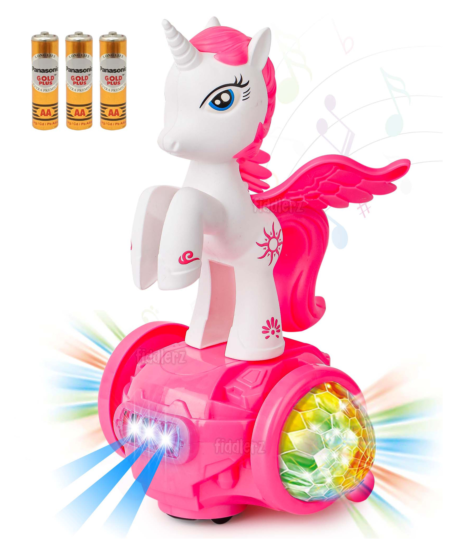 Fiddlerz 360 Degree Rotating Musical Little Horse With 5D Light & Musical Sound - Pink (Color May Vary)-picture-16