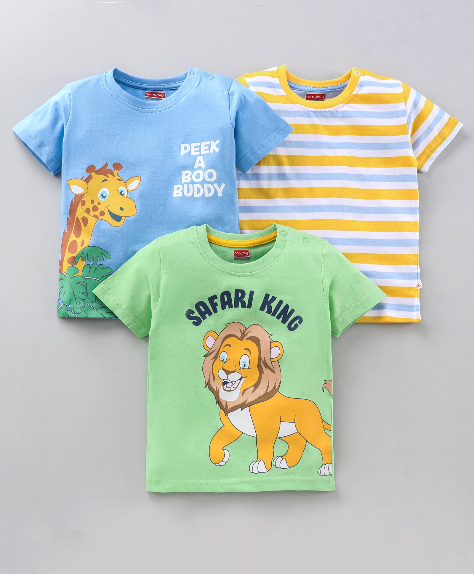 Buy Babyhug Half Sleeves T-Shirts Animal Print Pack of 3 - Multicolor for  Boys (3-6 Months) Online in India, Shop at  - 10750663