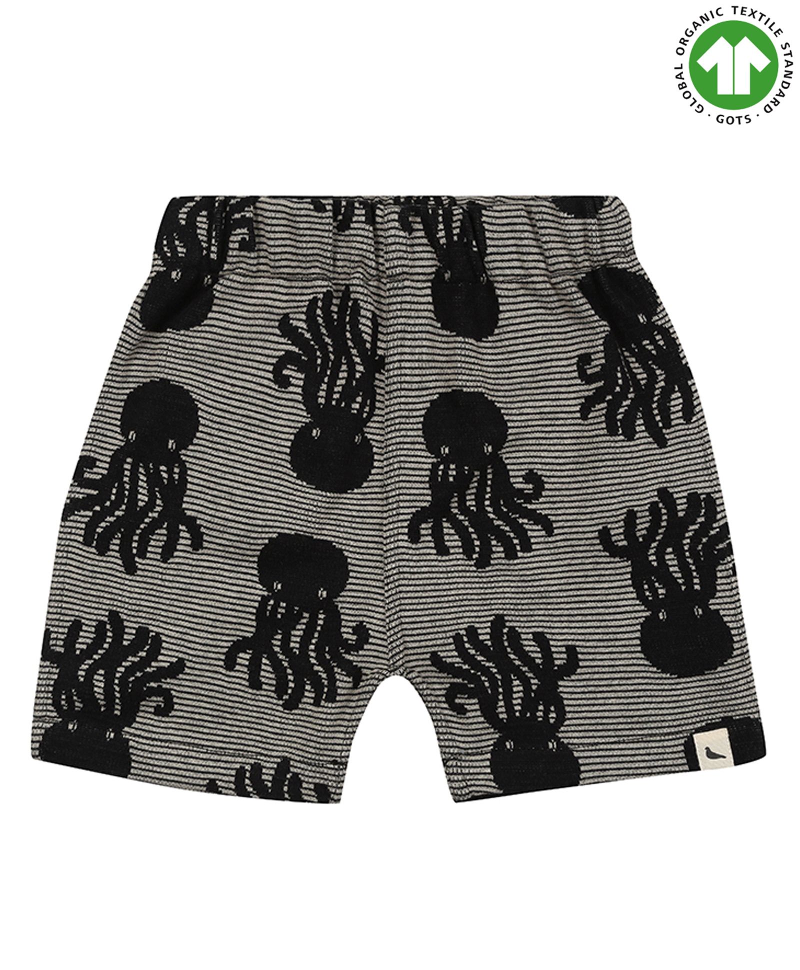 Turtledove London Organic Cotton Knee Length Shorts Octopus Print - Black-image-49