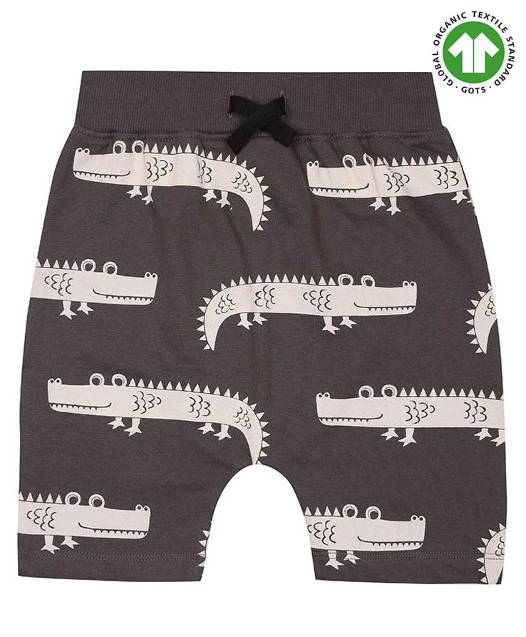 Turtledove London Organic Cotton Knee Length Shorts Crocodile Print - Charcoal-image-13