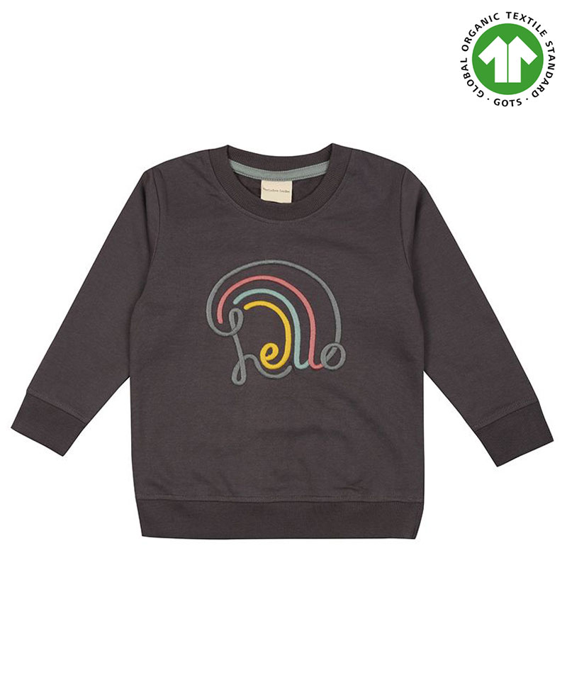 Turtledove London Full Sleeves Organic Cotton Sweatshirt Hello Print - Charcoal-image-48