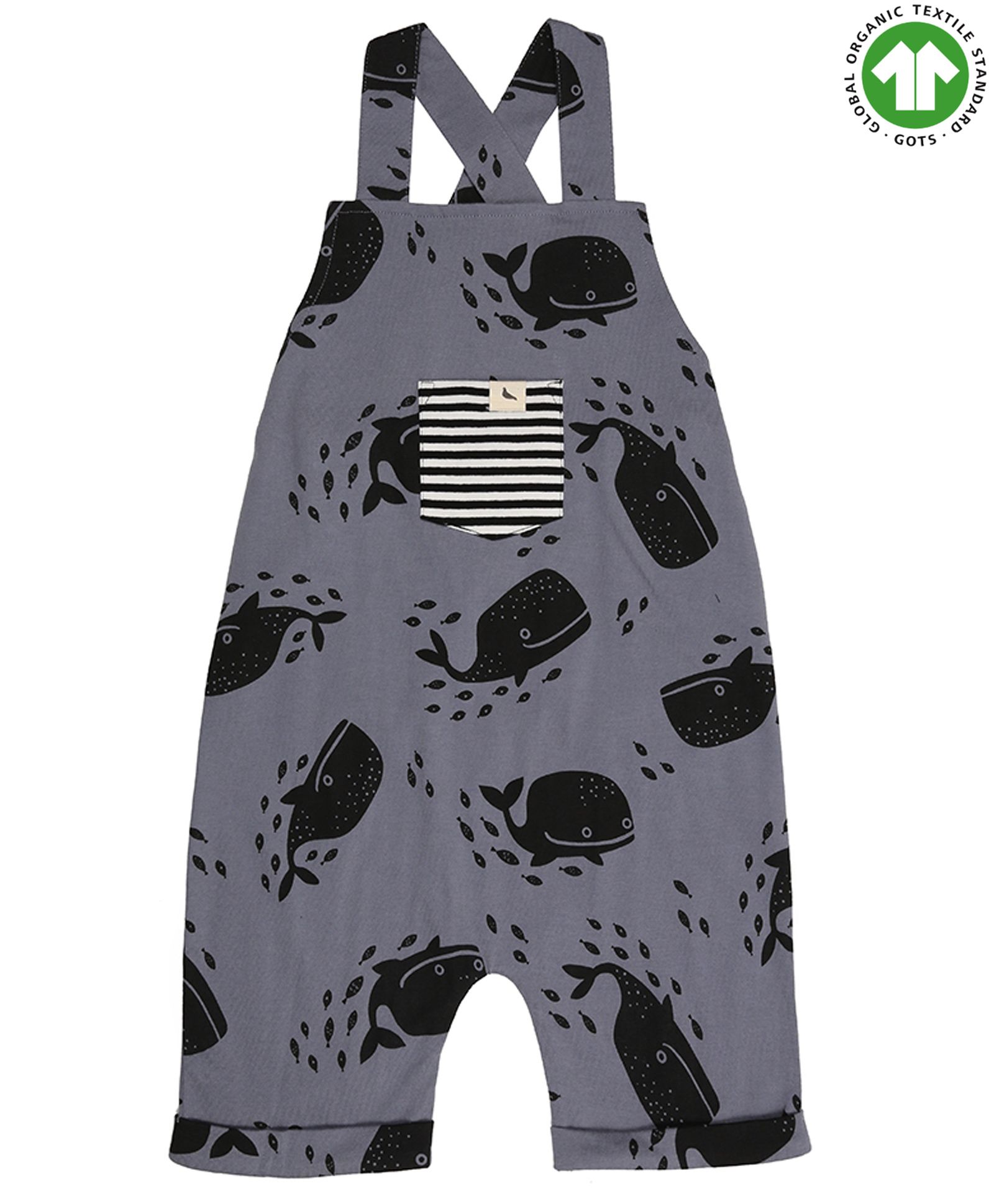 Turtledove London Sleeveless Organic Cotton Dungaree Fish Print - Blue-picture-21