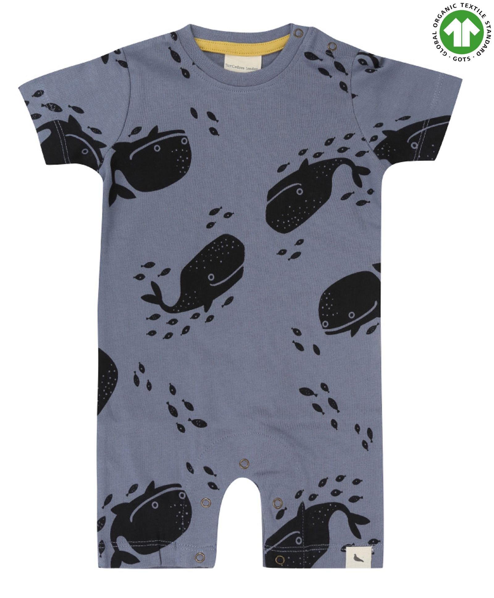 Turtledove London Organic Cotton Half Sleeves Romper Fish Print - Blue-image-6