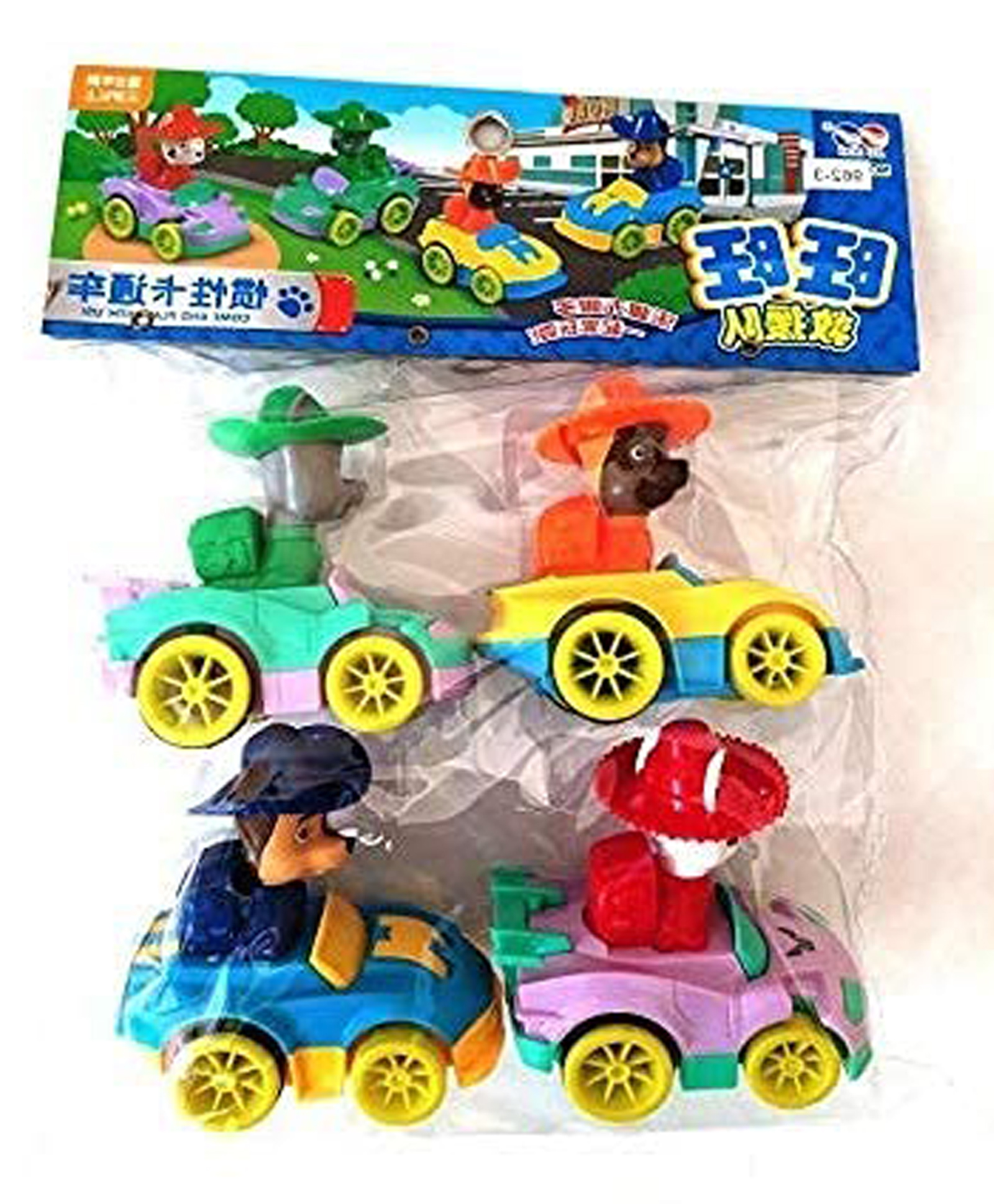 UNIQUEBUYIN Pull Back Paw Patrol Compatible Rescue Team Cartoon Series Car Toys Pack of 4 - Multicolour-picture-19