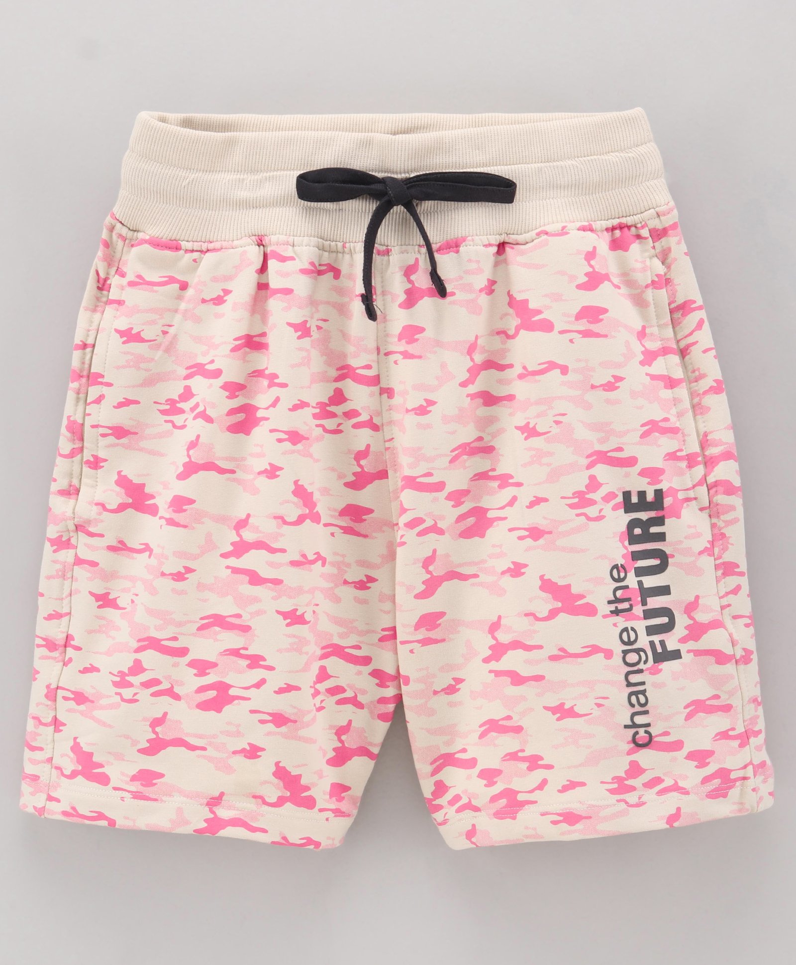 Doreme Above Knee Length Cotton Change The Future Text Print Shorts - Pink-picture-11