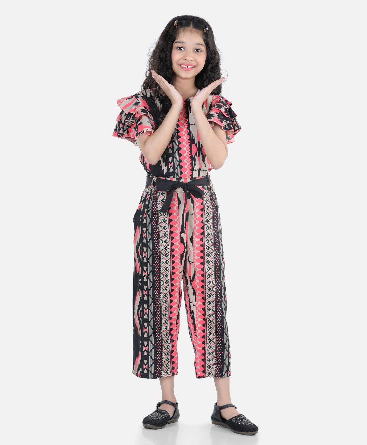 Cutiekins Half Sleeves Design Printed Jumpsuit - Multi Colour-picture-27