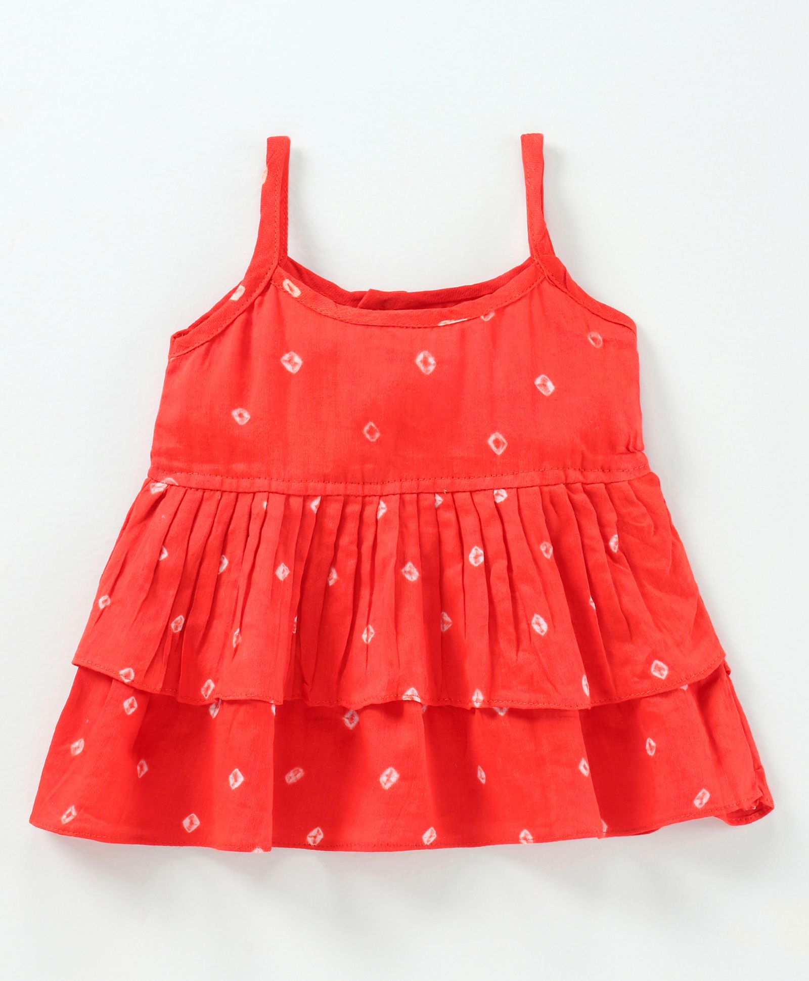JAV Creations Sleeveless Bandhani Print Top - Orange-picture-23