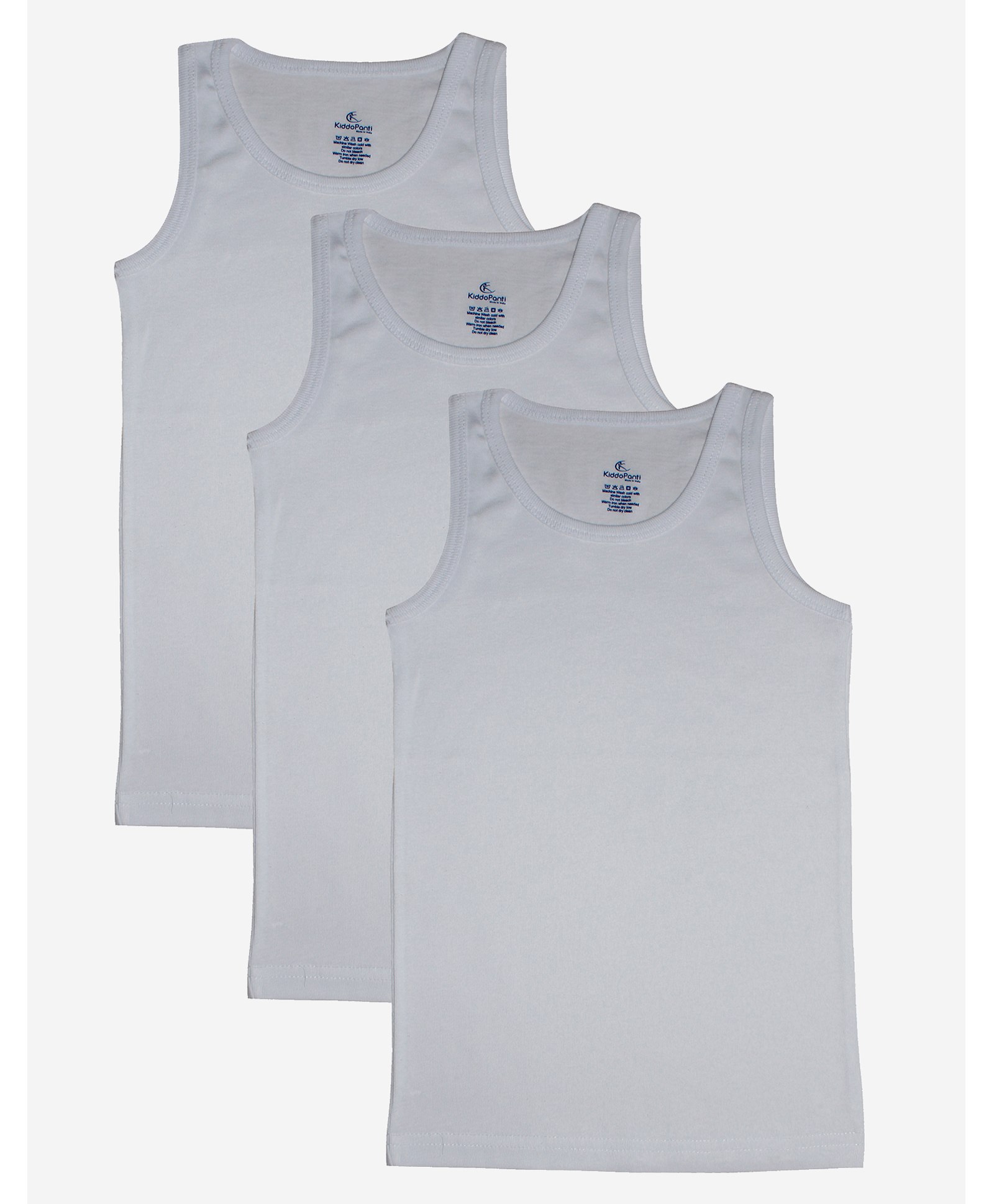 Kiddopanti Sleeveless Solid Rib Vest Pack Of 3 - White-picture-17