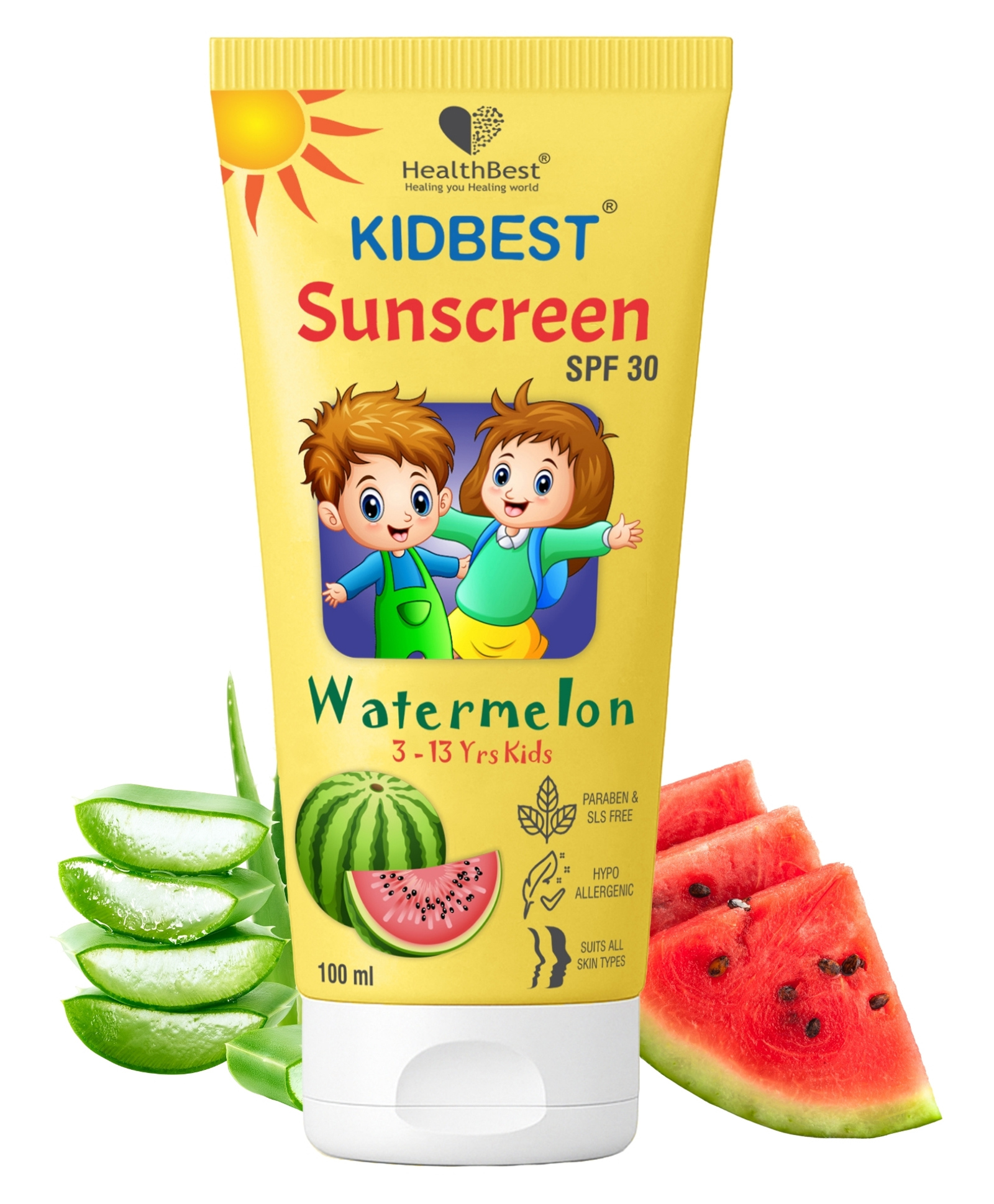 Healthbest Kidbest Sunscreen SPF 30 UVA/UVB Watermelon Flavor- 100ml-picture-21