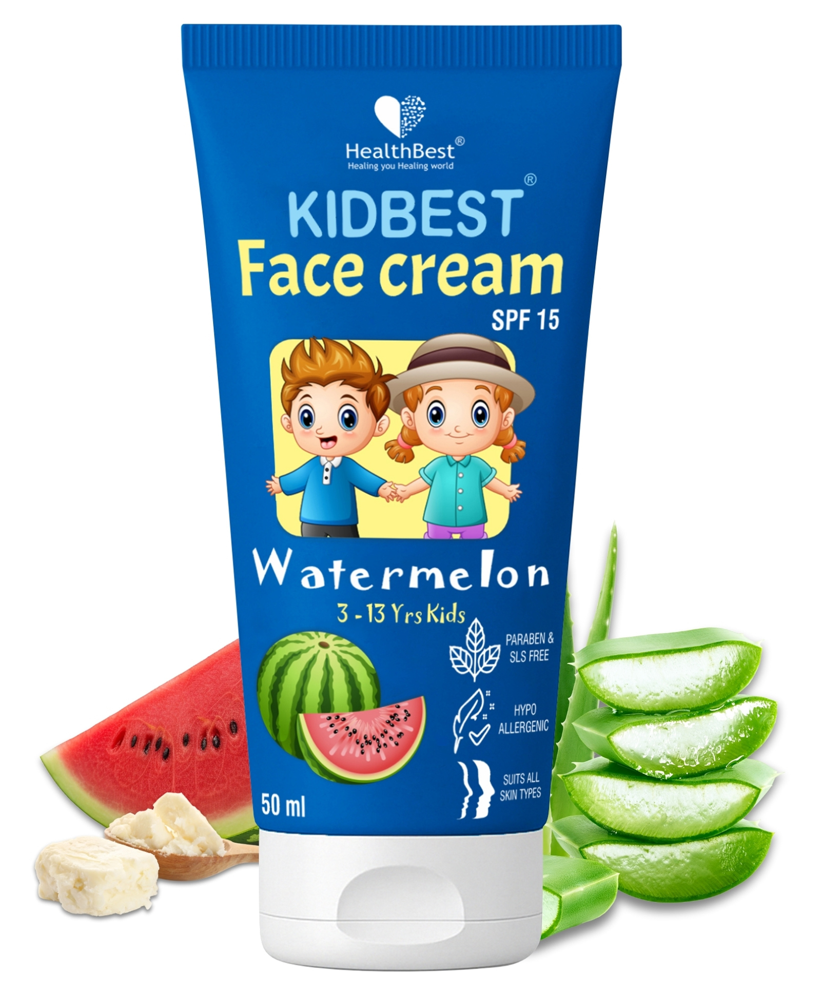 Healthbest Kidbest Face Cream SPF 15 Watermelon Flavor - 50 ml-image-2